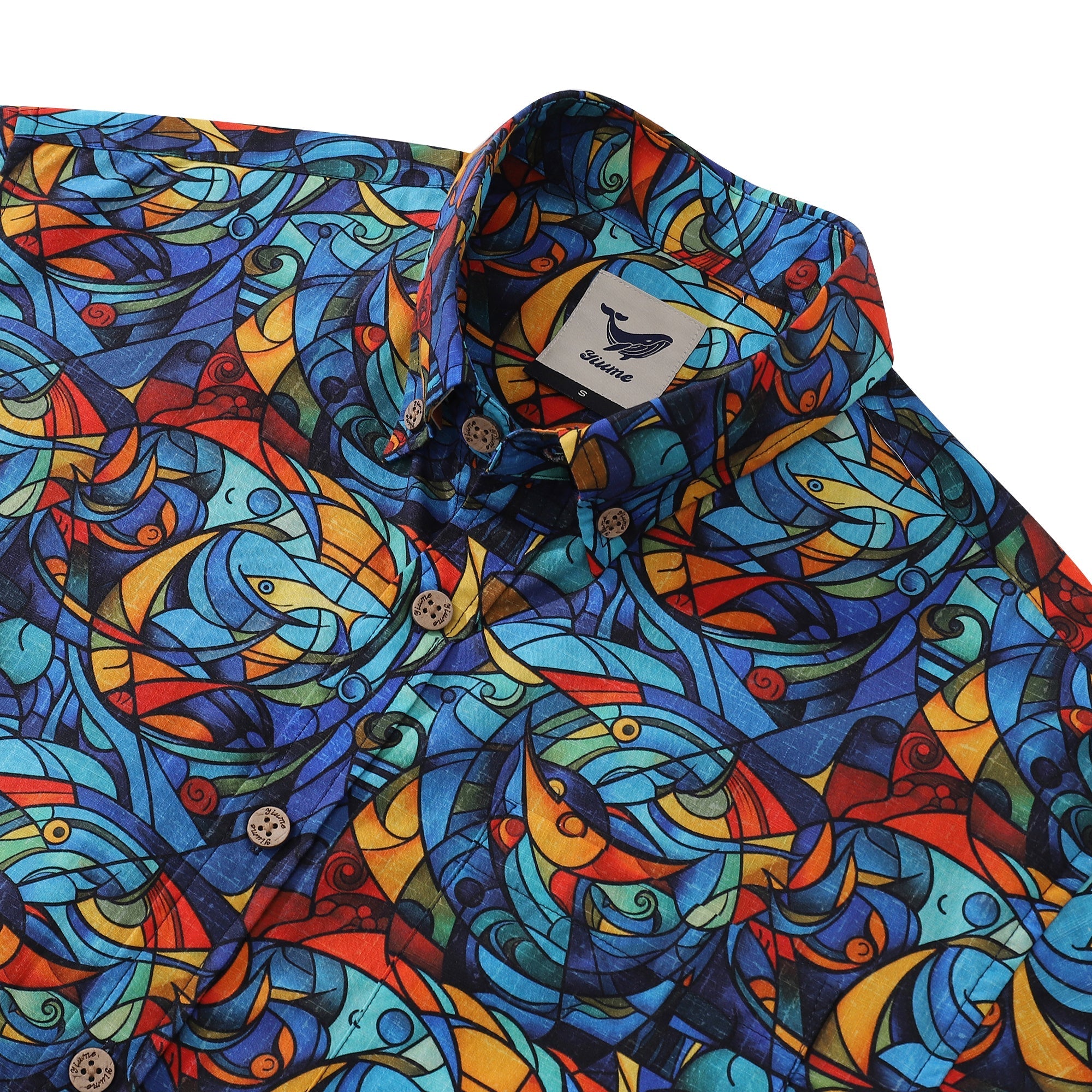 1960s Vintage Men's Hawaiian Shirt Cubism Print Cotton Button-down Short Sleeve Aloha Shirt By Sun