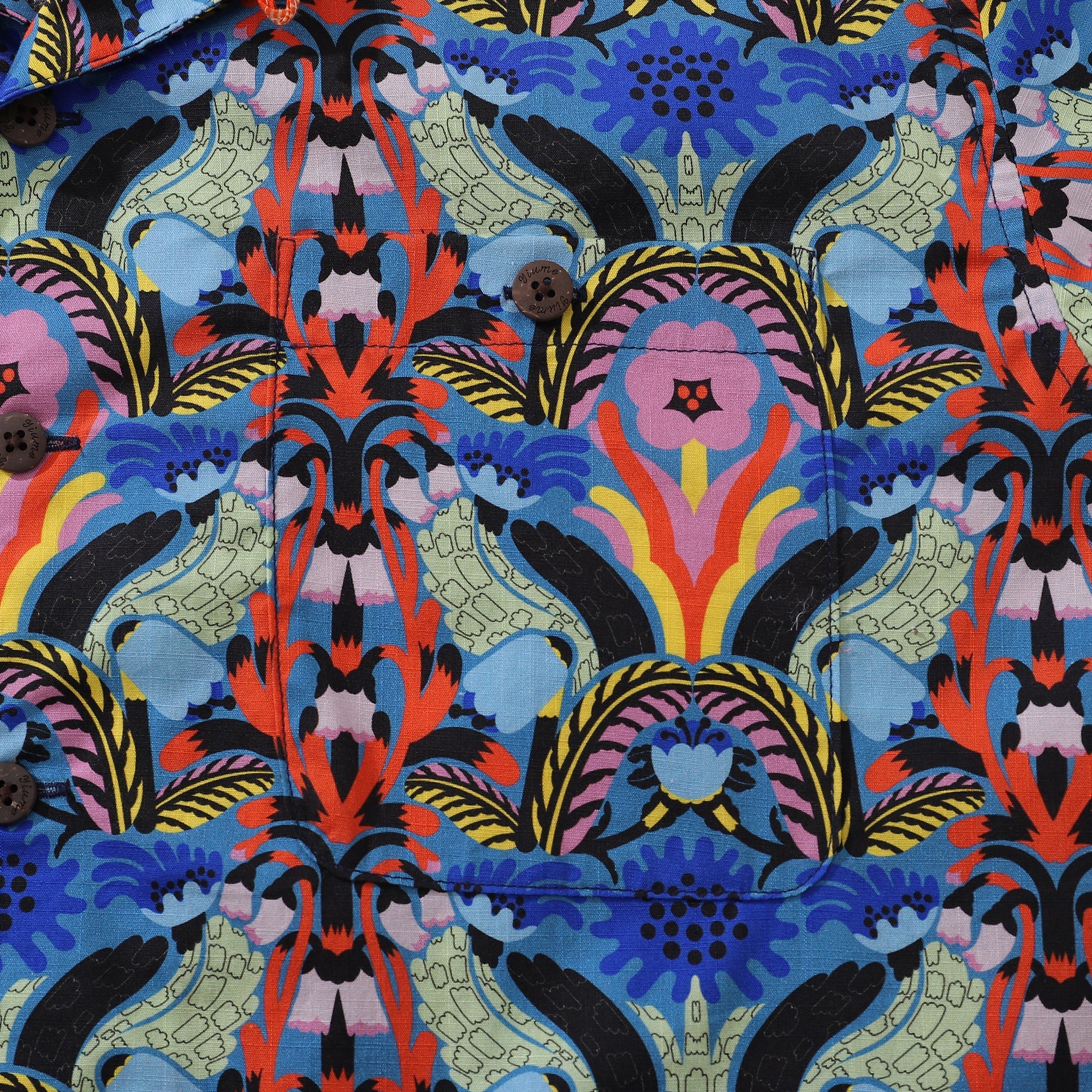 Vintage Hawaiian Shirt For Men Colorful Flower Wheel Camp Collar Shirt By Cecilia Pettersson