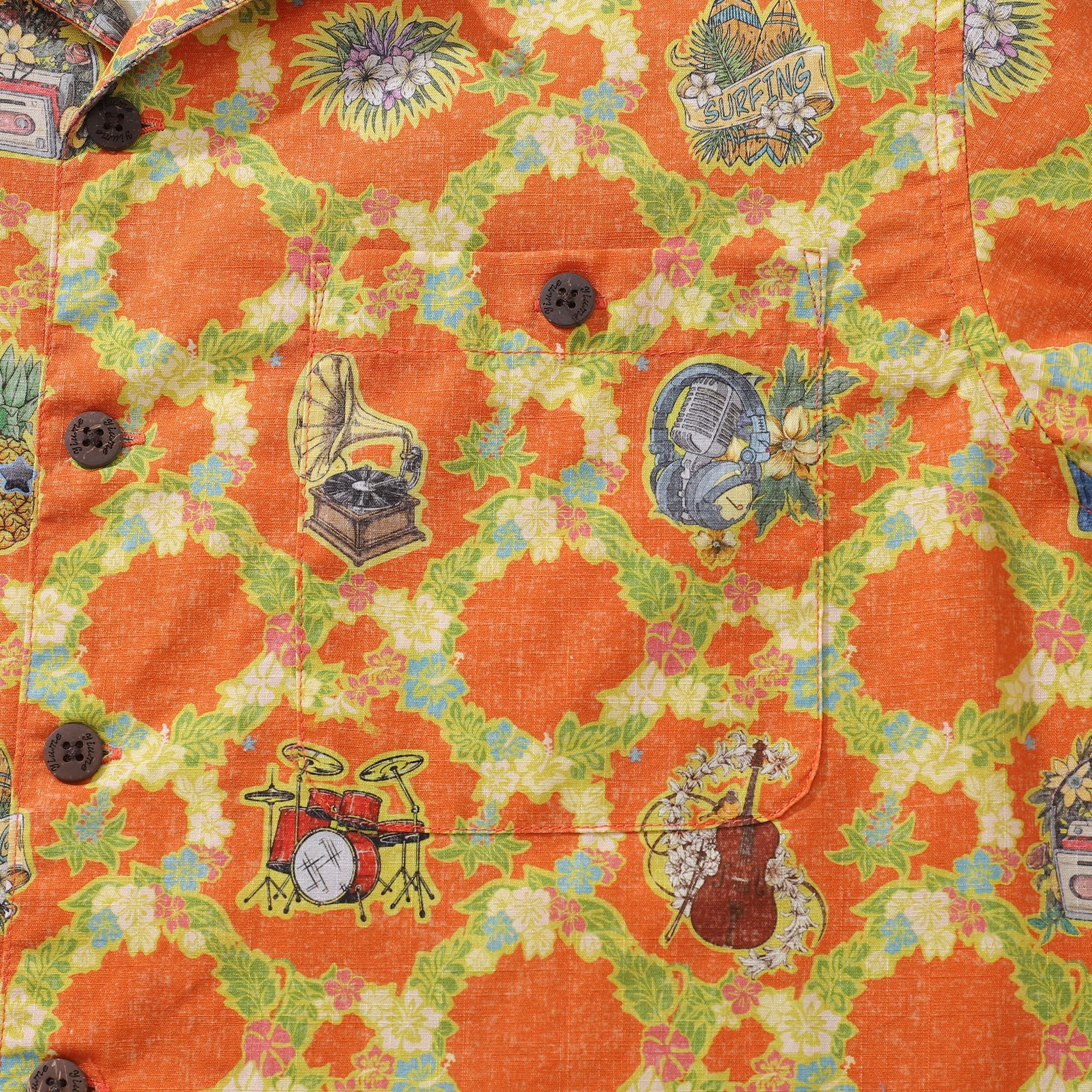 Hawaiian Shirt For Men The Season of Music Shirt Camp Collar 100% Cotton By Sherry