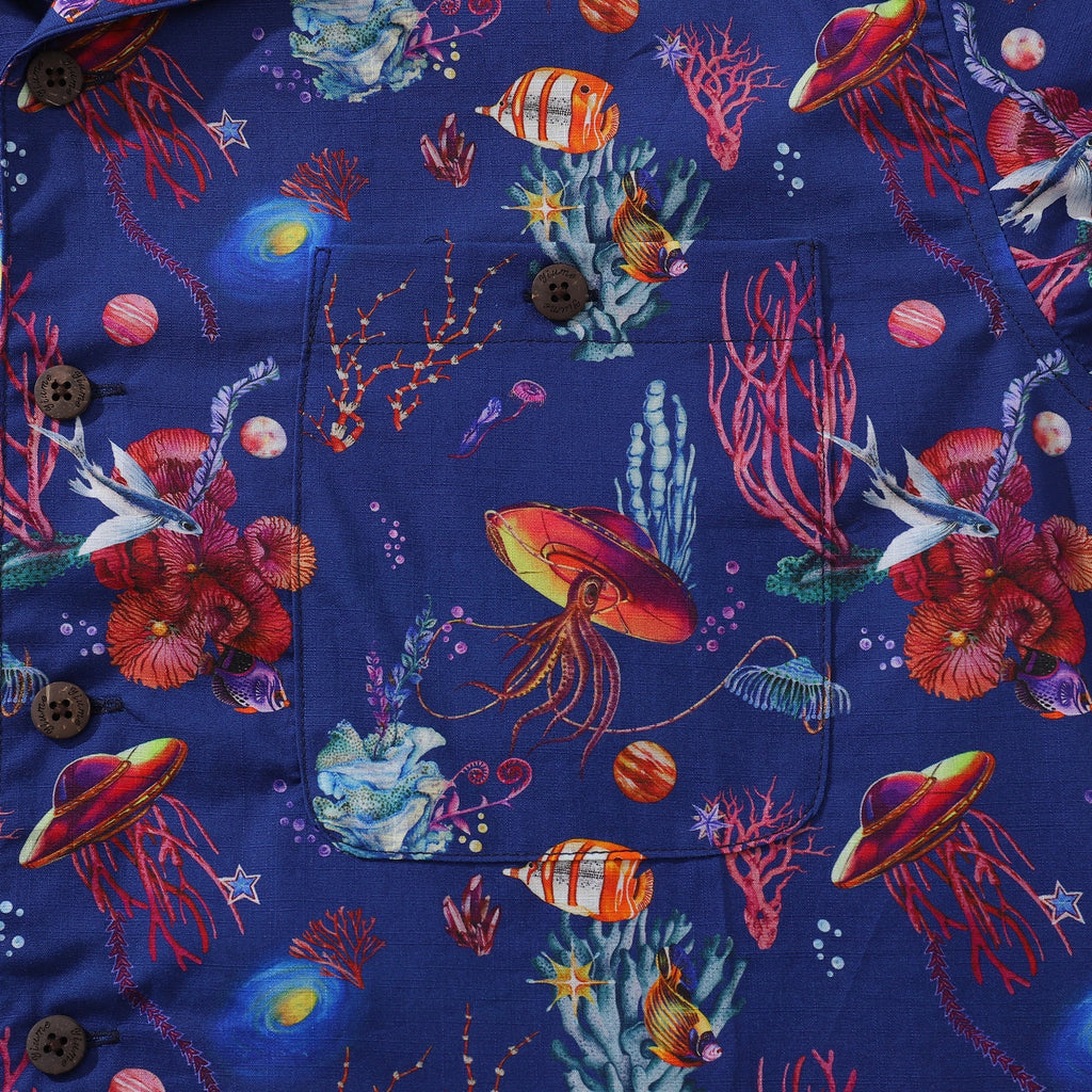 Hawaiian Shirt For Men SEA TREK Shirt Camp Collar 100% Cotton By Sylvia