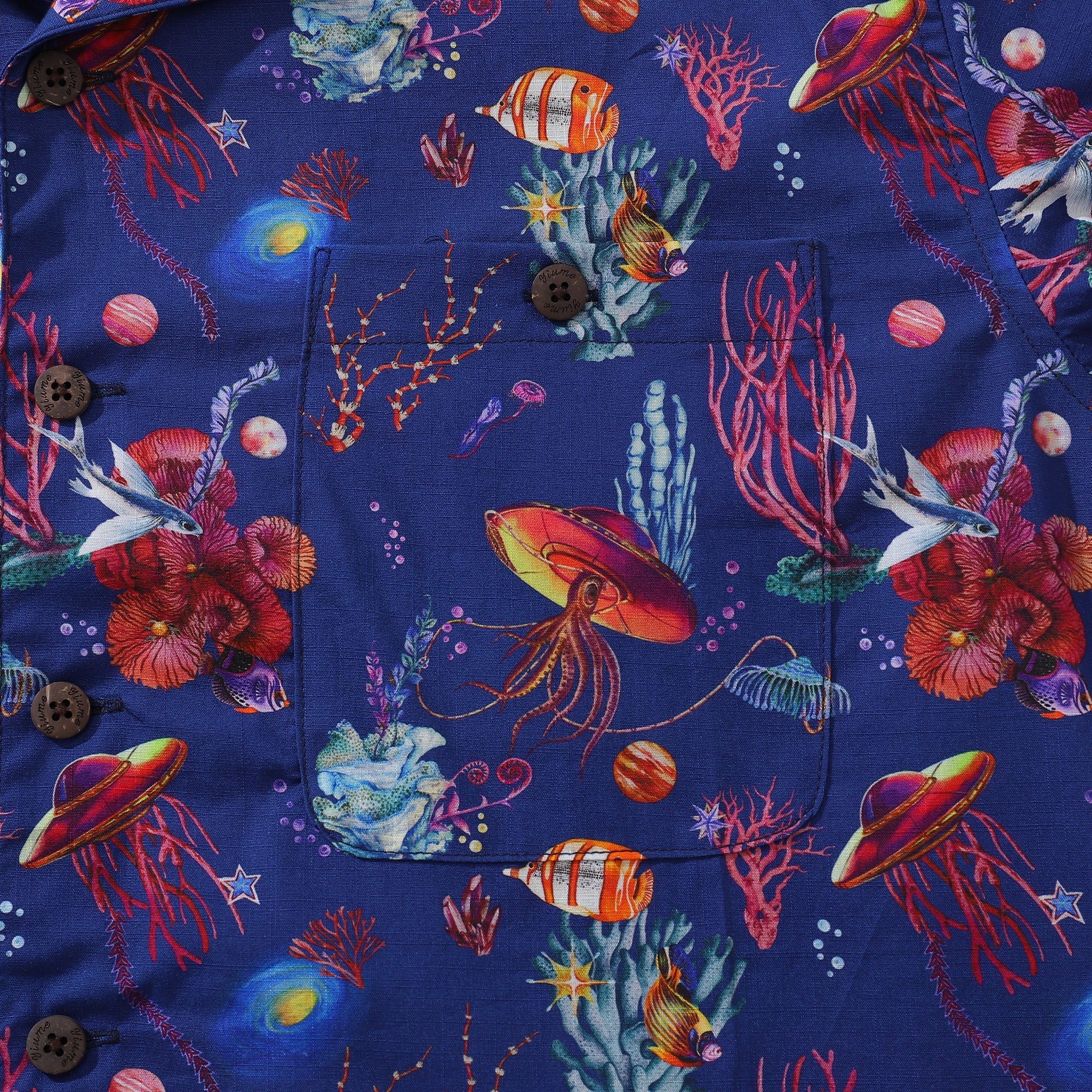 Hawaiian Shirt For Men SEA TREK Shirt Camp Collar 100% Cotton By Sylvia