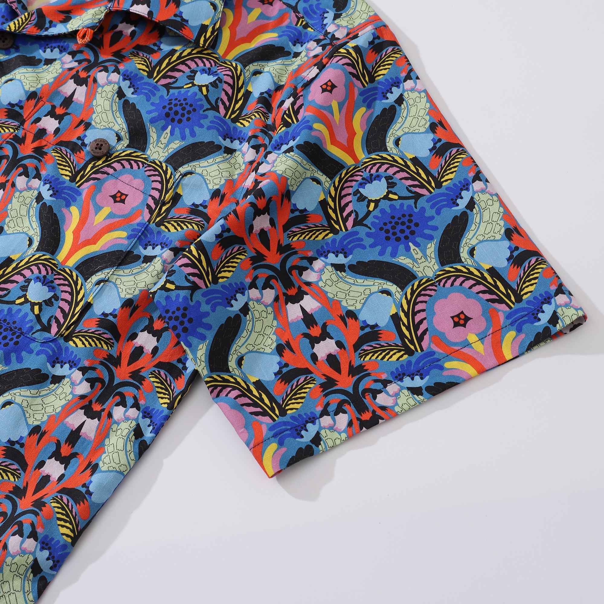 Vintage Hawaiian Shirt For Men Colorful Flower Wheel Camp Collar Shirt By Cecilia Pettersson