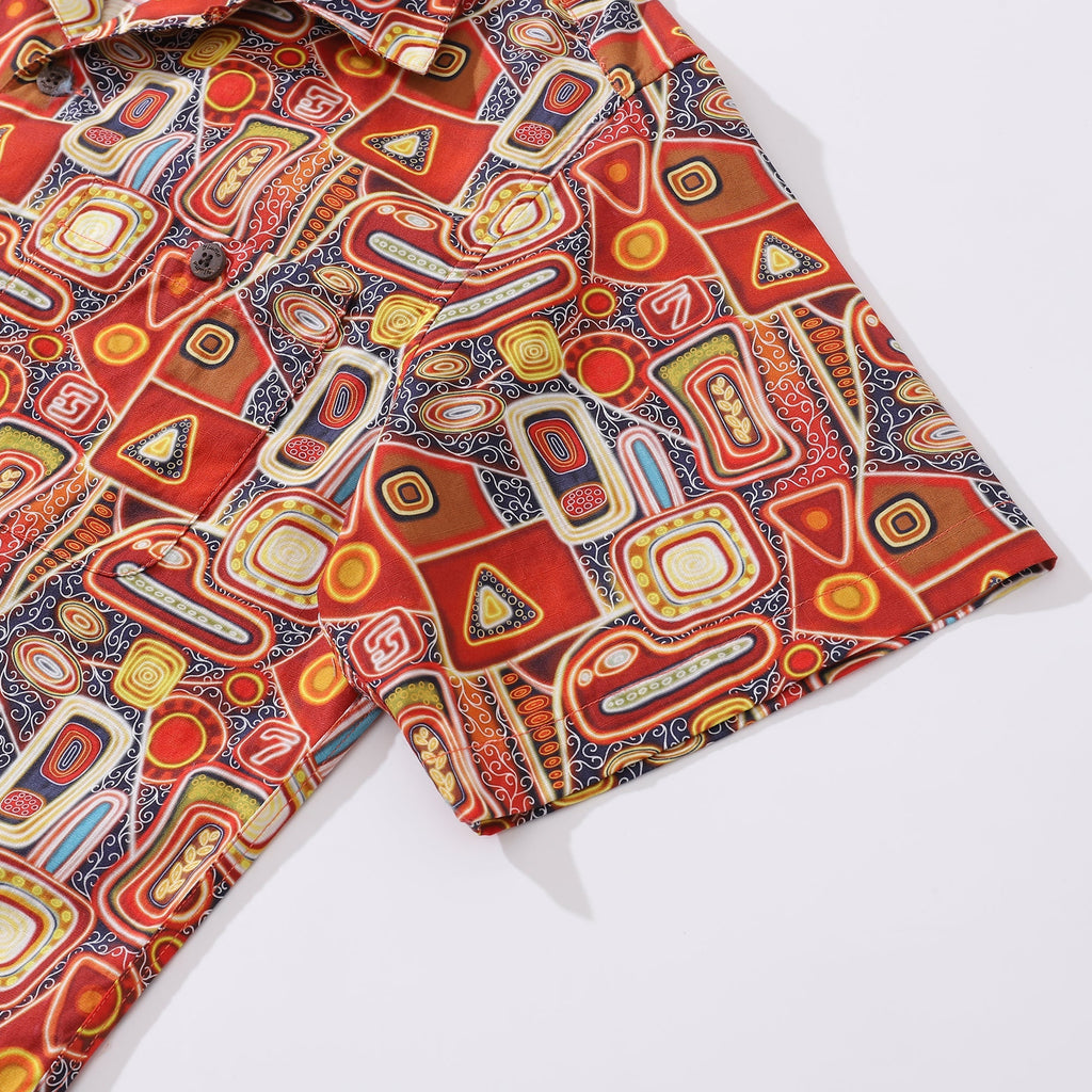 1970s Hawaiian Shirt For Men Artistic Conception Shirt Camp Collar 100% Cotton By Sun