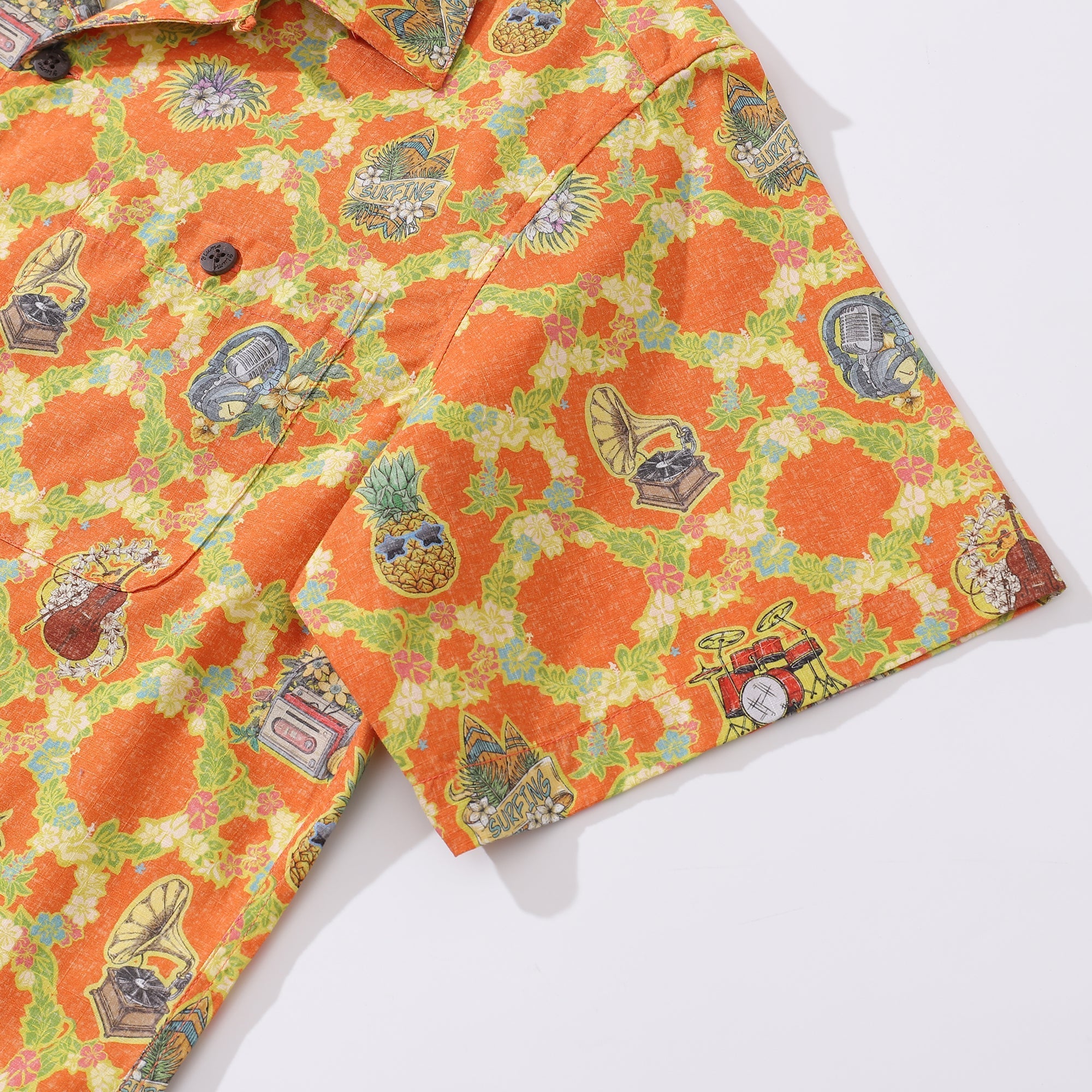 Hawaiian Shirt For Men The Season of Music Shirt Camp Collar 100% Cotton By Sherry