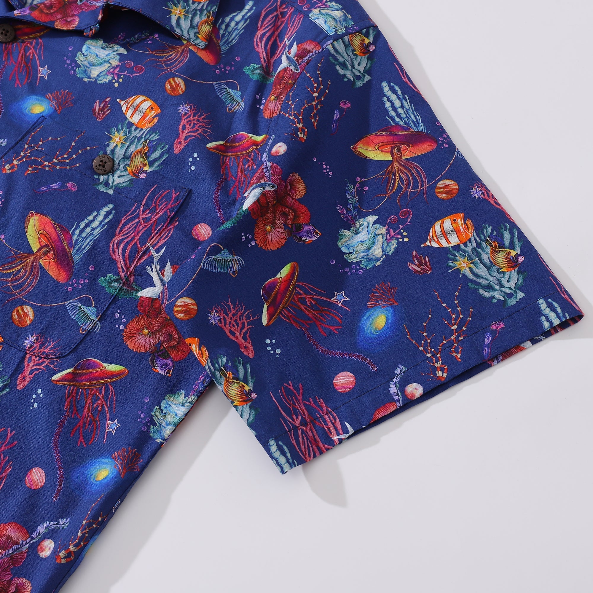 Hawaiian Shirt For Men SEA TREK Shirt Camp Collar 100% Cotton By Sylvia