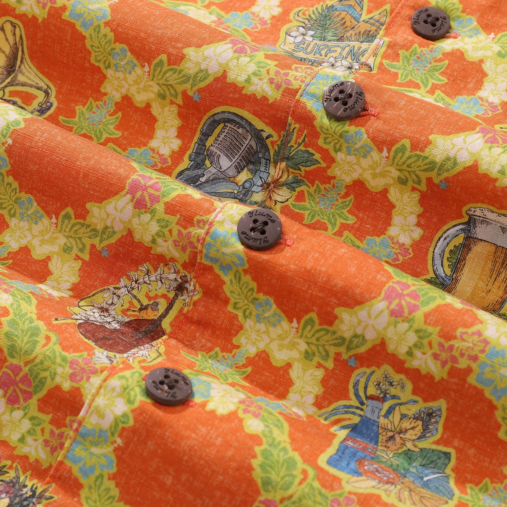 Hawaiian Shirt For Men The Season of Music Shirt Camp Collar 100% Cotton By Sherry