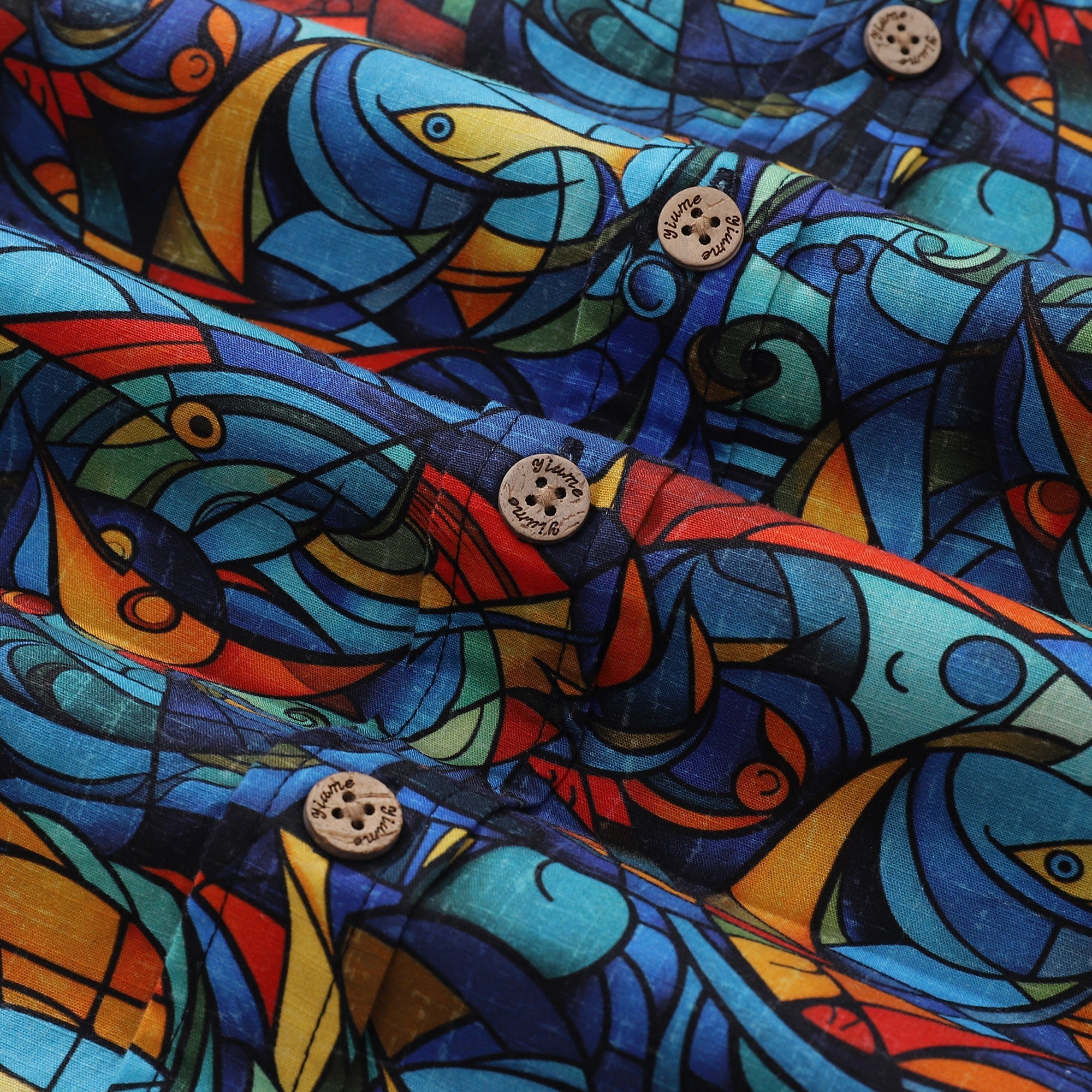 1960s Vintage Men's Hawaiian Shirt Cubism Print Cotton Button-down Short Sleeve Aloha Shirt By Sun