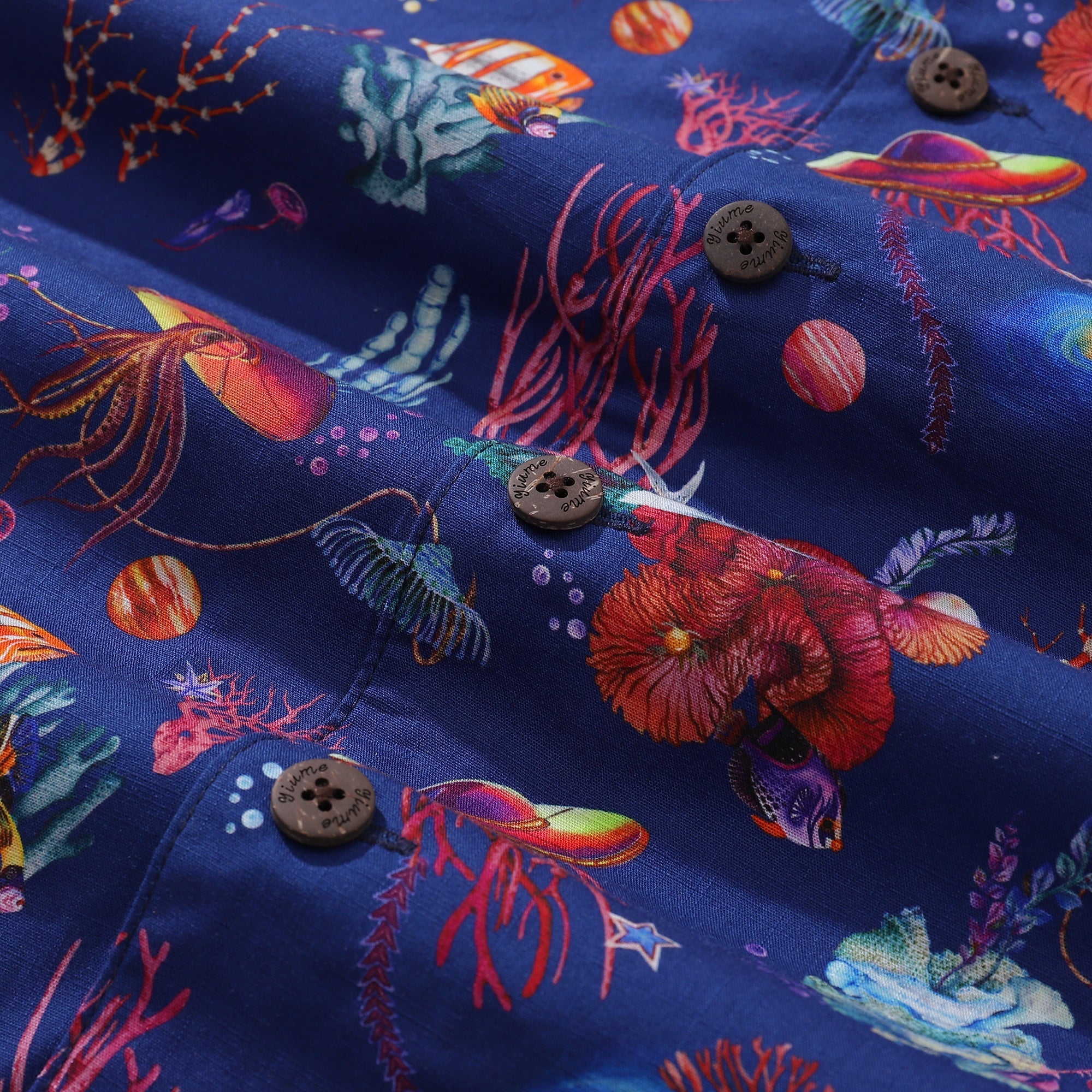 Hawaiian Shirt For Men SEA TREK Shirt Camp Collar 100% Cotton By Sylvia