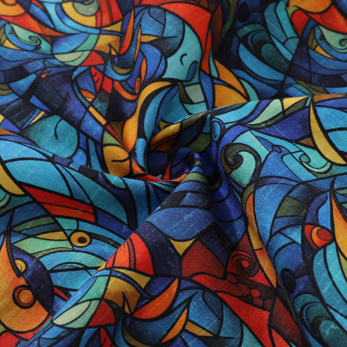 1960s Vintage Men's Hawaiian Shirt Cubism Print Cotton Button-down Short Sleeve Aloha Shirt By Sun