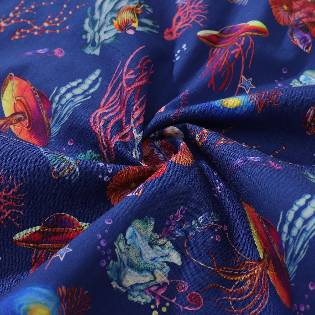 Hawaiian Shirt For Men SEA TREK Shirt Camp Collar 100% Cotton By Sylvia