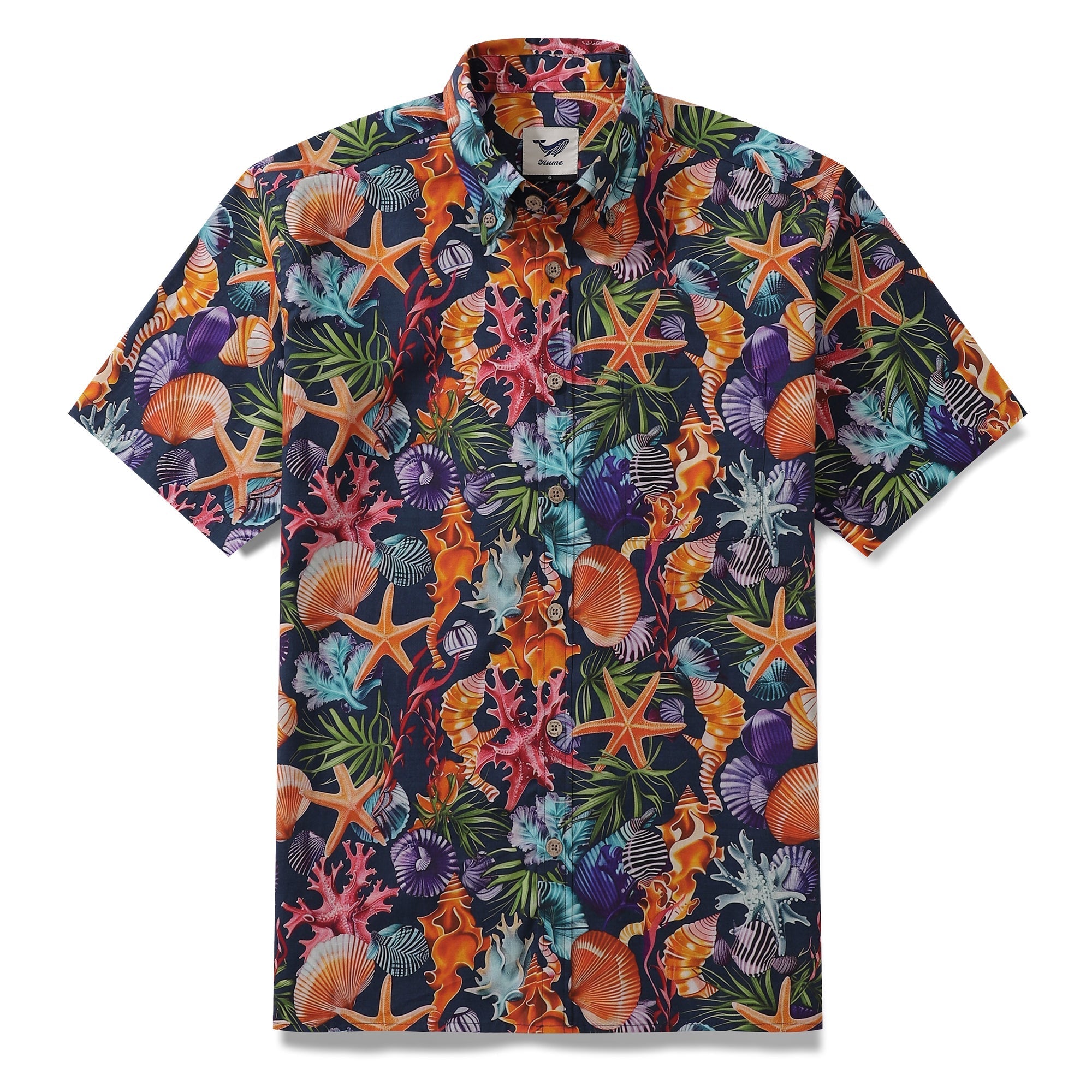 Hawaiian Shirt For Men Marine Life Carnival Button-down Short Sleeve 100% Cotton Shirt By Sun