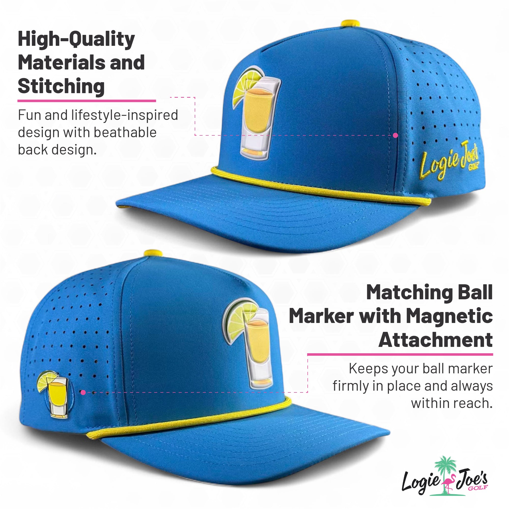 Free Golf Balls Van Golf Hat | Snapback Cap | Built-in Magnetic Ball Marker Holder + Marker Included | Free Golf Balls Van | Adjustable Black