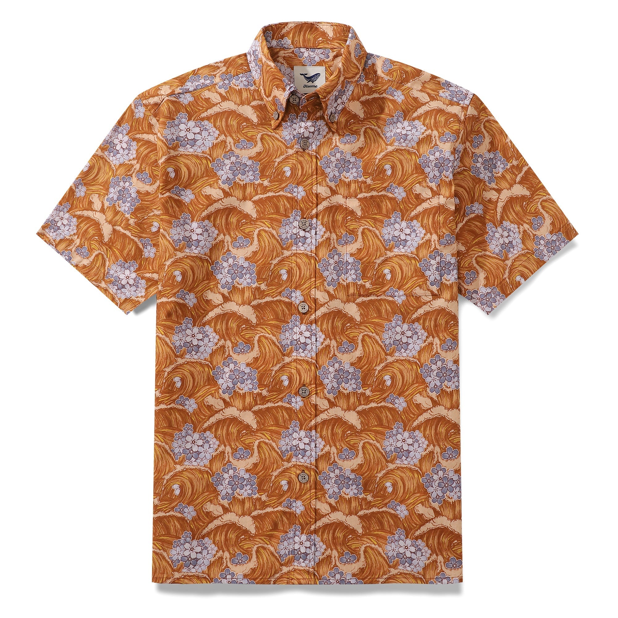 Men's Hawaiian Shirt Sakura Sea Print Cotton Button-down Short Sleeve Aloha Shirt By Yakima