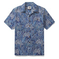 Hawaiian Shirt For Men Tropical Blues Print Shirt Camp Collar 100% Cotton Shirt By Cigar