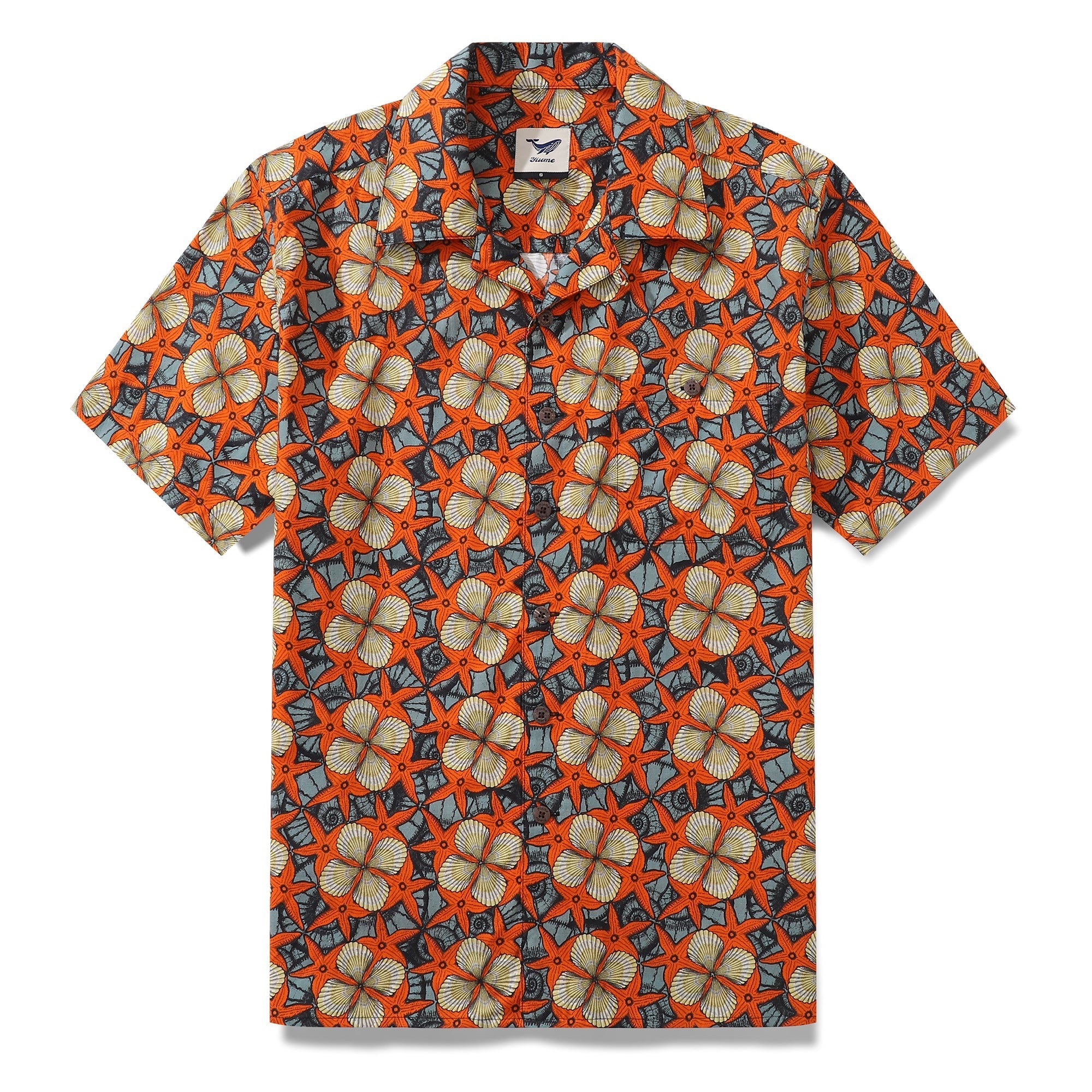 1940s Vintage Hawaiian Shirt For Men Starfish and Shells Shirt 100% Cotton By Yakima