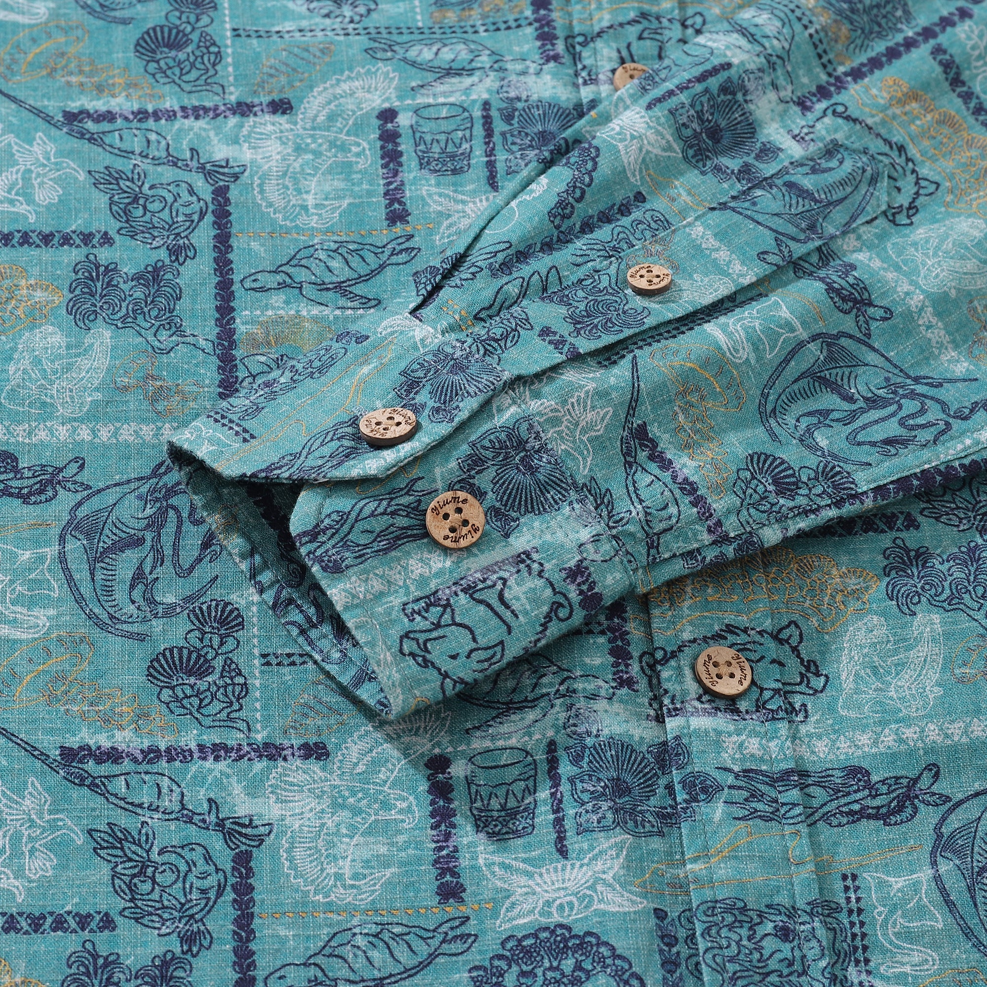 Men's Hawaiian Shirt Pele and Hiiaka Cotton Button-down Long Sleeve Aloha Shirt By Cigar
