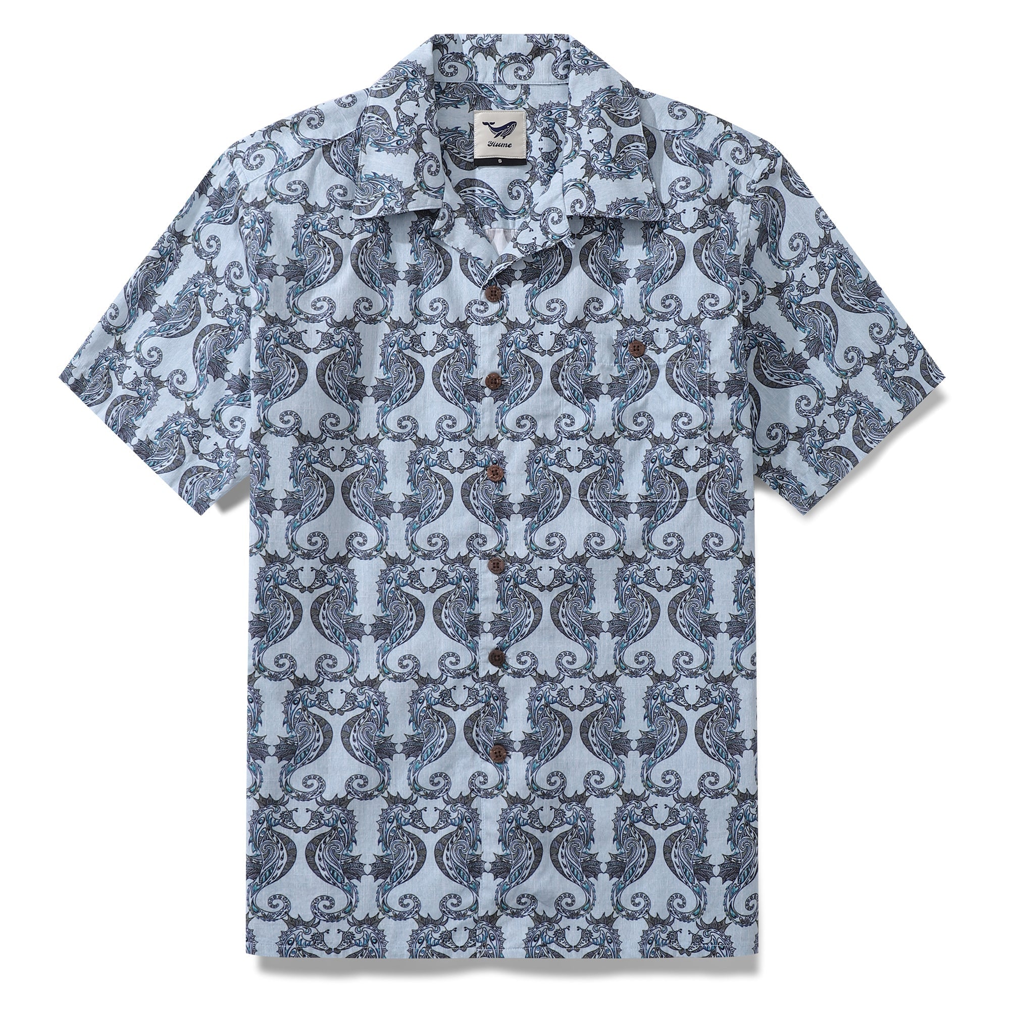 Summer Hawaiian Shirt For Men Smile of the Sea Print Shirt Camp Collar 100% Cotton By Cigar