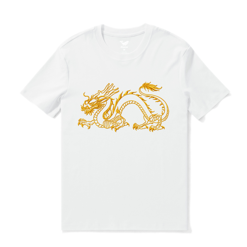 Hawaiian Tee For Men The Year of the Dragon Tee Crew Neck 100% Cotton - WHITE By Shawn