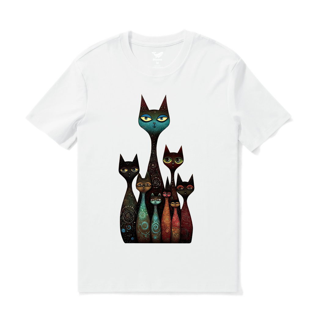 Hawaiian Tee For Men Happy Cats Tee Crew Neck 100% Cotton - WHITE By Shawn