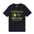 Hawaiian Tee For Men California Beach Tee Crew Neck 100% Cotton -BLACK By Shawn