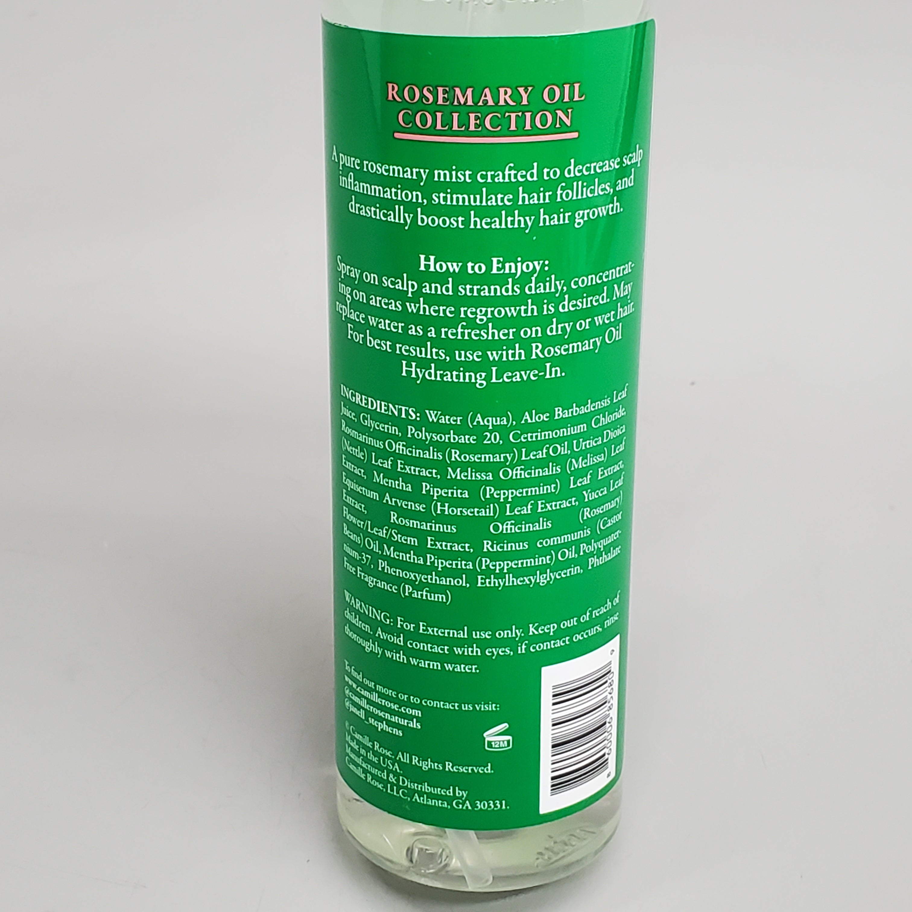 CAMILLE ROSE Rosemary Water Daily Strengthening Mist 8 fl oz Haircare CRN-1425