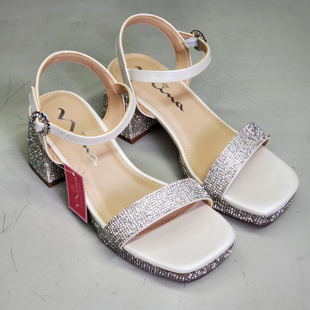 NINA Marysol Dress Sandals Girls SZ 1 M White Smooth / Stones K200652