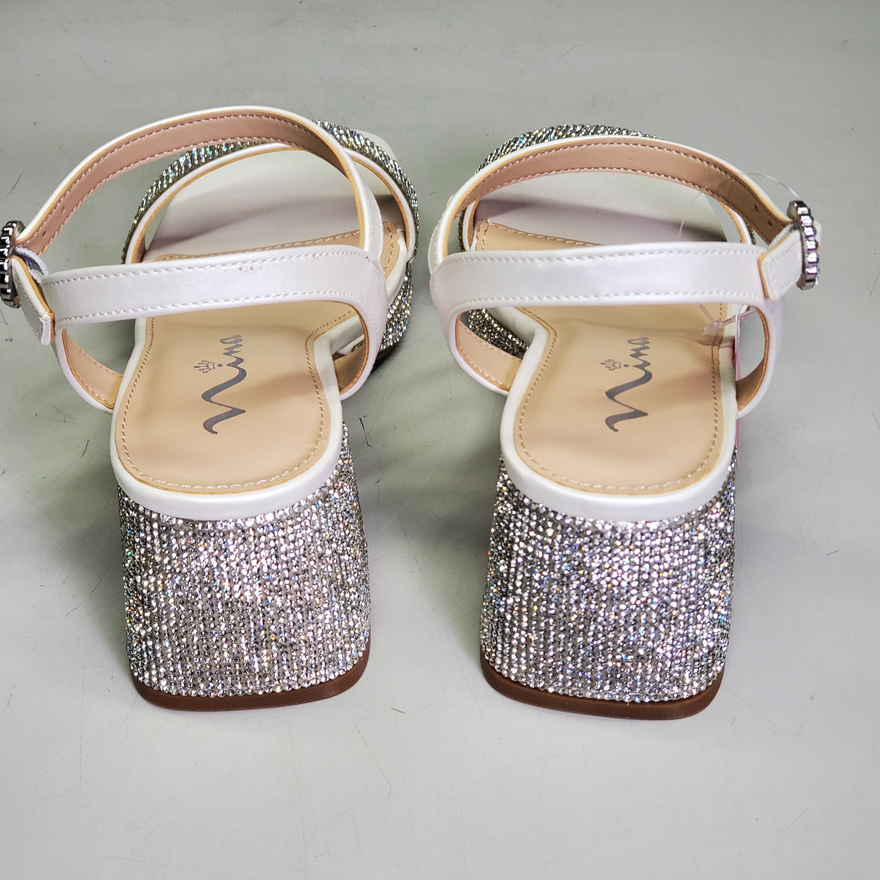 NINA Marysol Dress Sandals Girls SZ 2 M White Smooth / Stones K200652