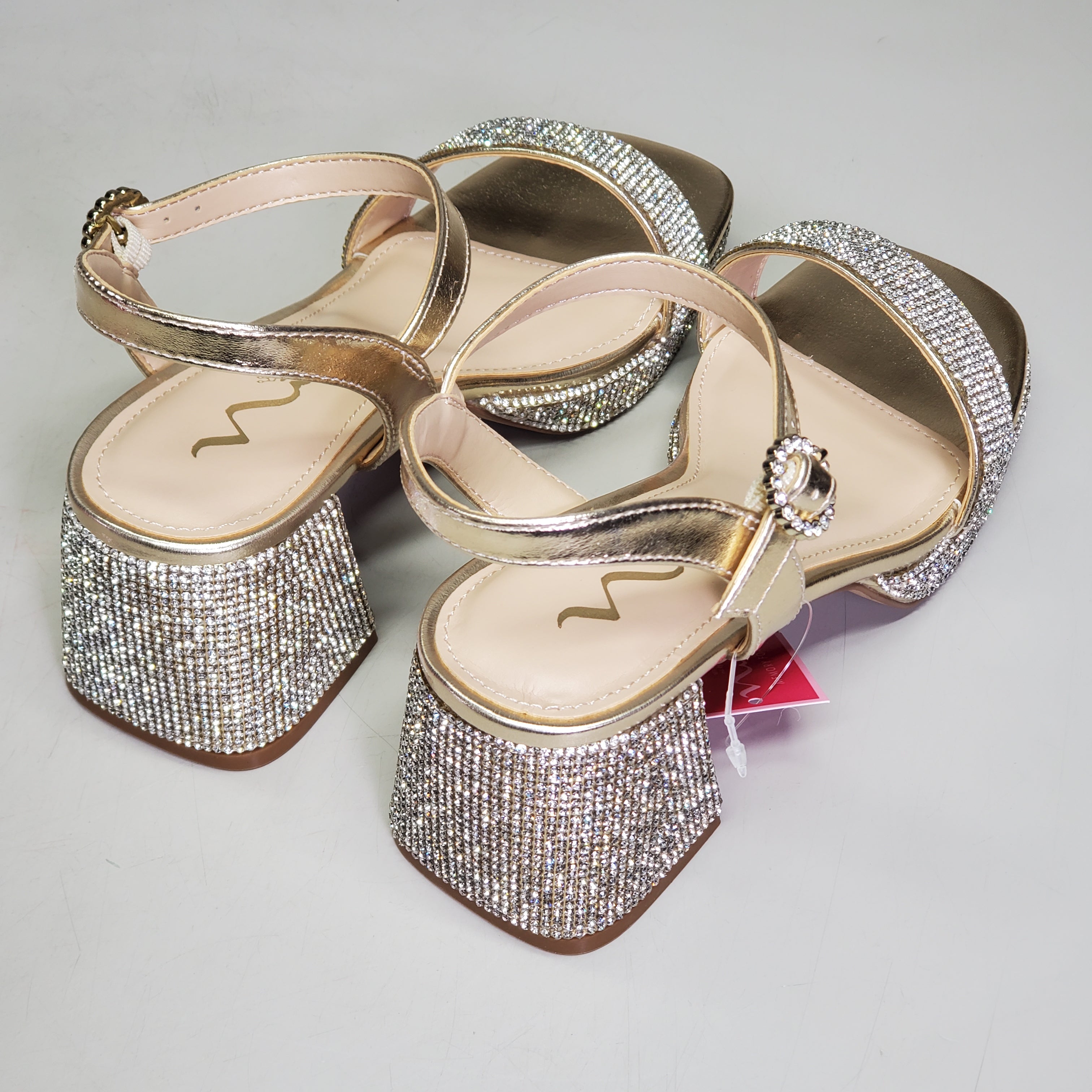 NINA Marysol Dress Sandals Girls SZ 1 M Gold Metal / Stones K200560
