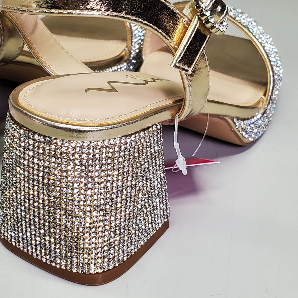 NINA Marysol Dress Sandals Girls SZ 1 M Gold Metal / Stones K200560