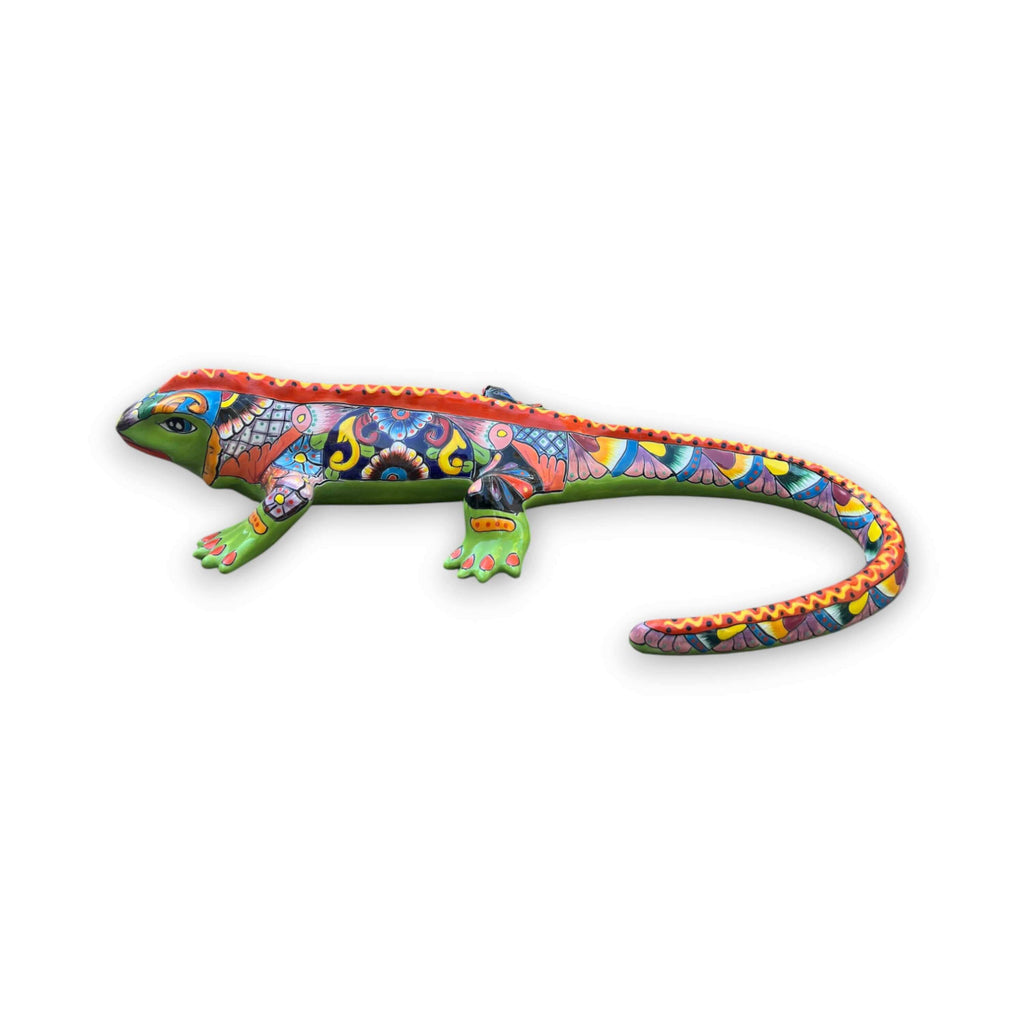 Extra Large Talavera Iguana Statue | Hand-Painted Mexican Ceramic Art