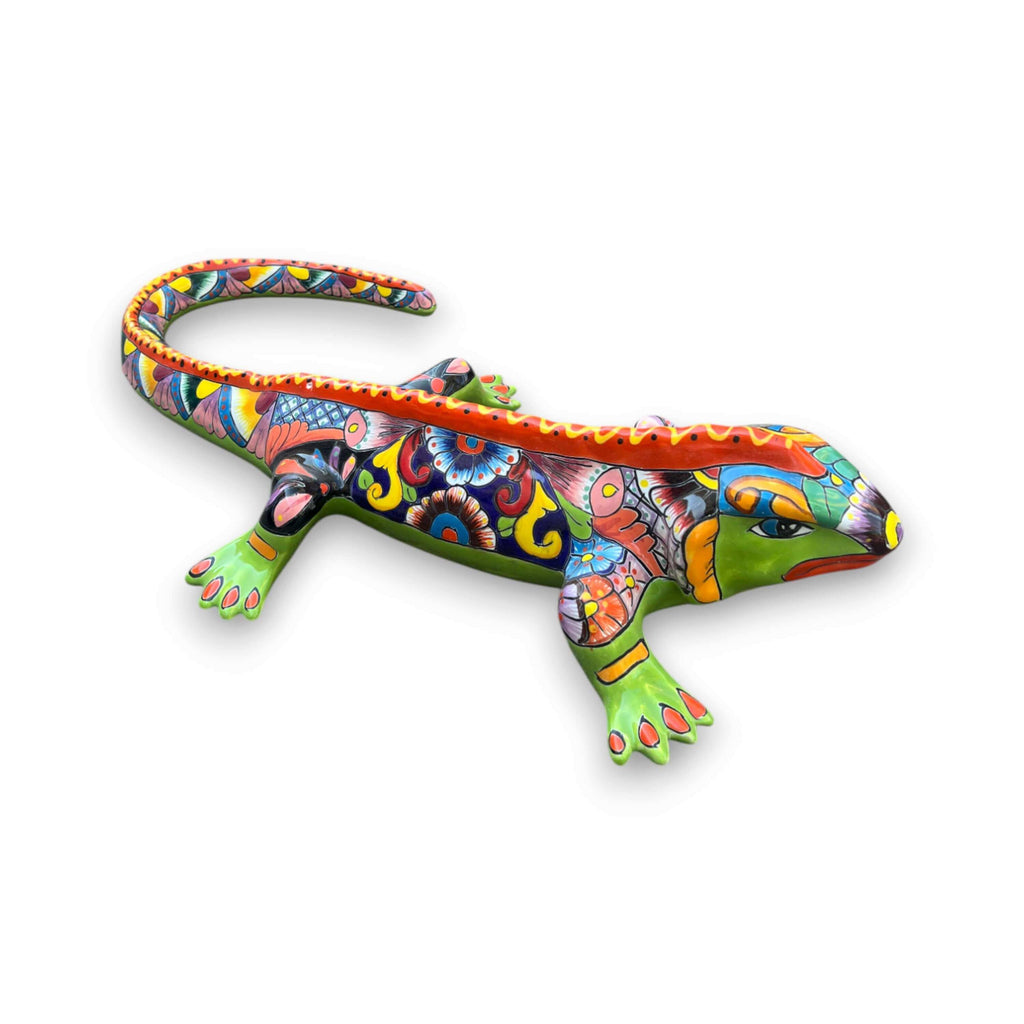 Extra Large Talavera Iguana Statue | Hand-Painted Mexican Ceramic Art