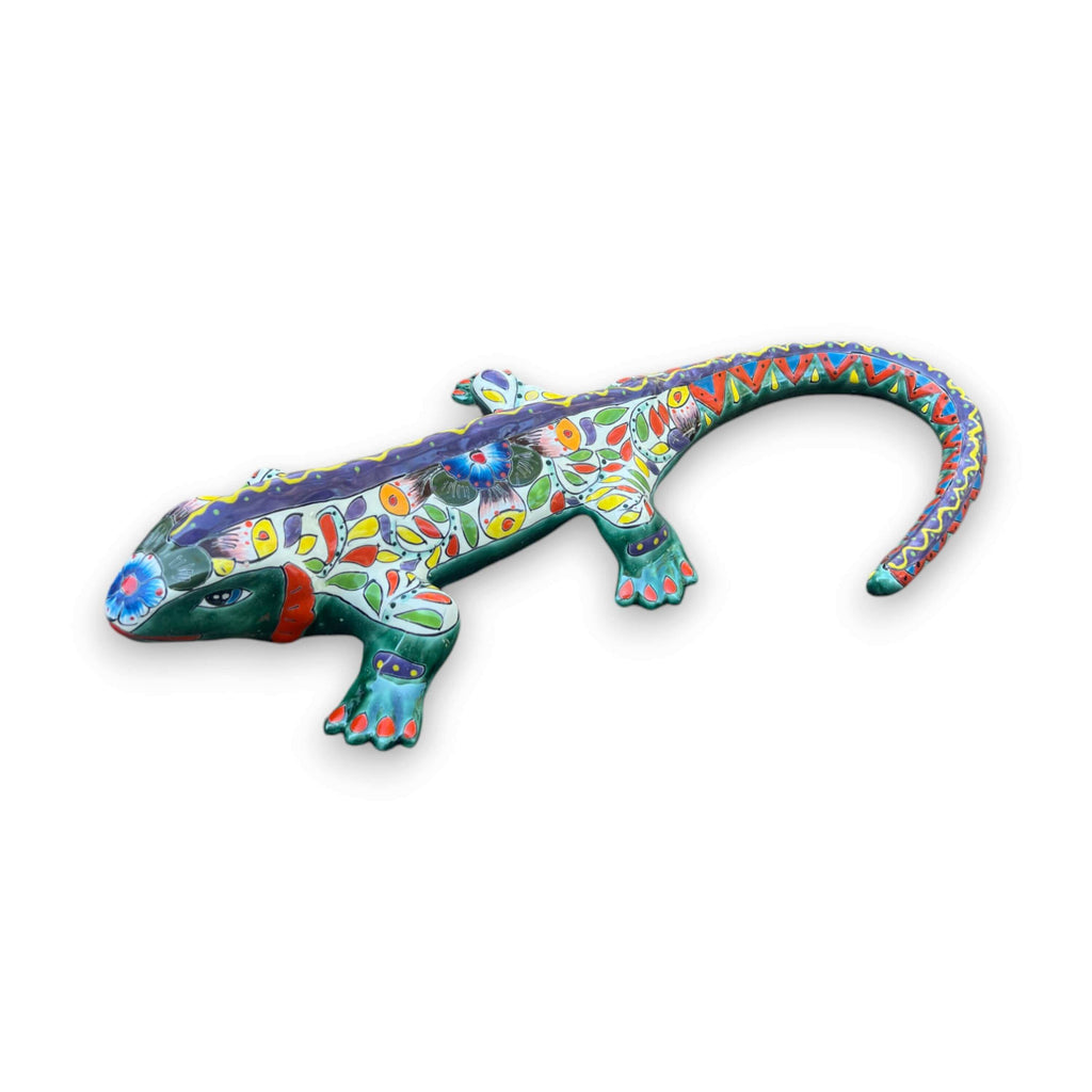 Extra Large Talavera Iguana Statue | Hand-Painted Mexican Ceramic Art