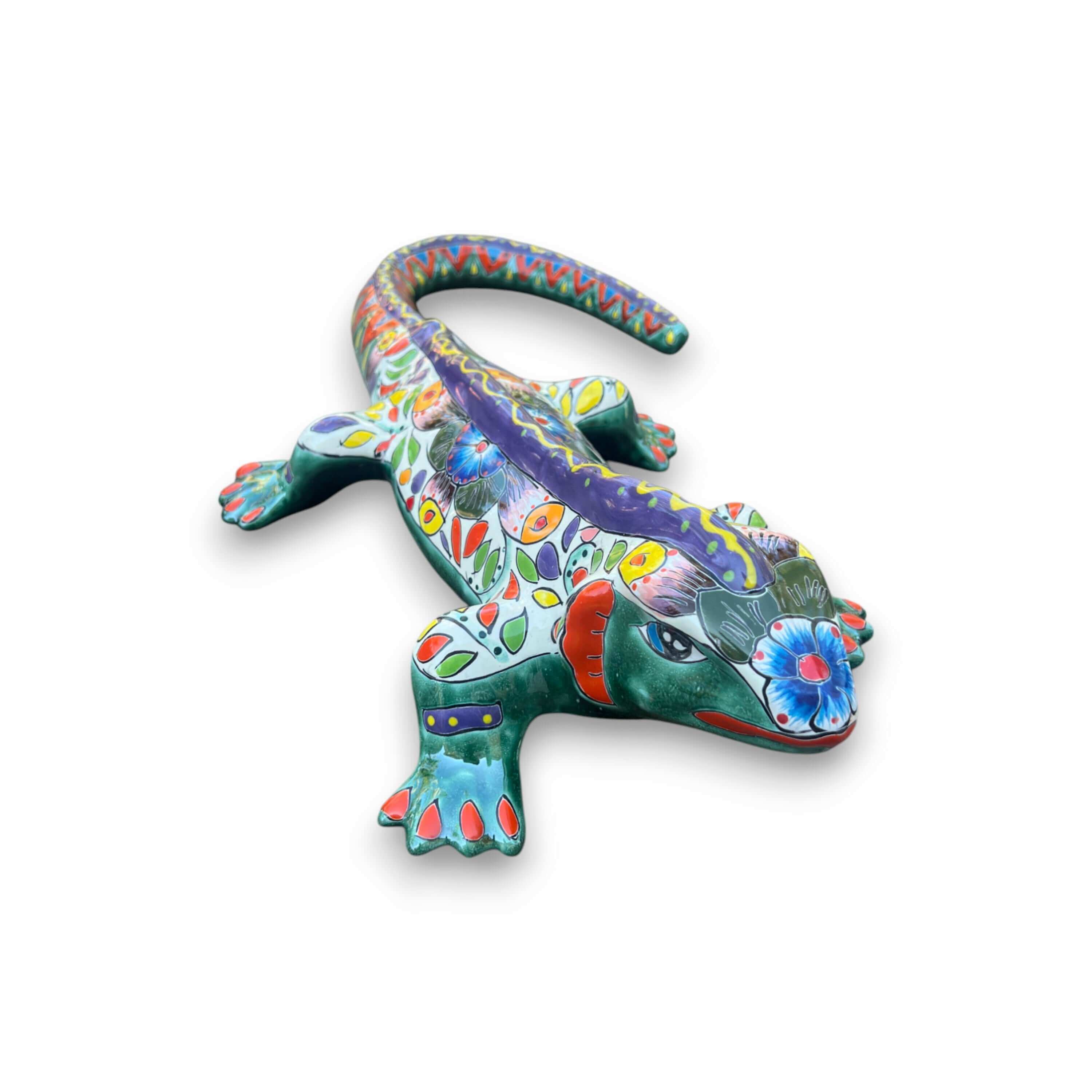 Extra Large Talavera Iguana Statue | Hand-Painted Mexican Ceramic Art