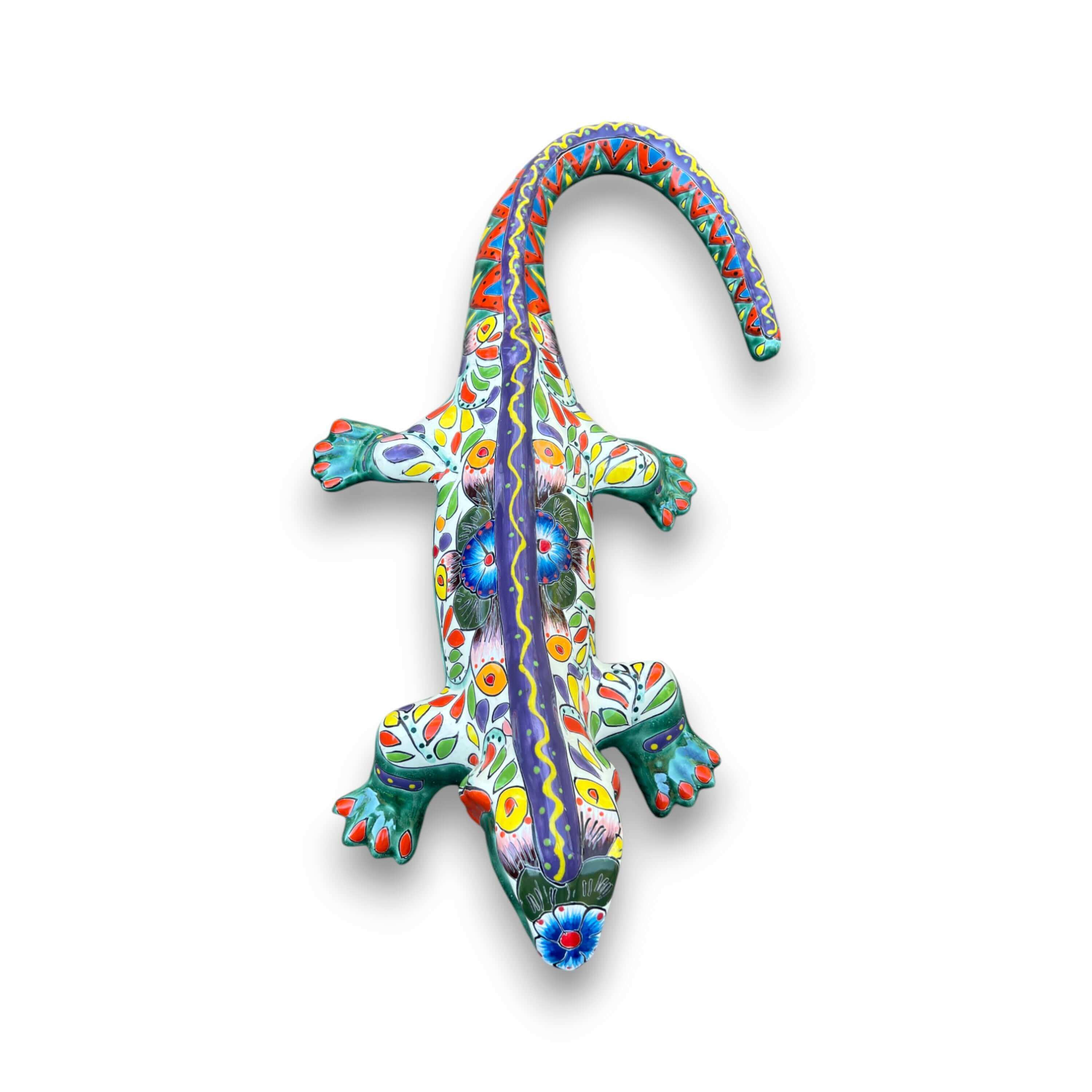 Extra Large Talavera Iguana Statue | Hand-Painted Mexican Ceramic Art