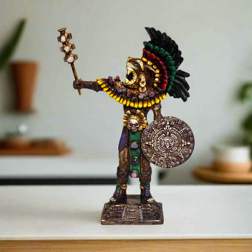 Aztec Warrior Statue | Handmade Cultural Sculpture