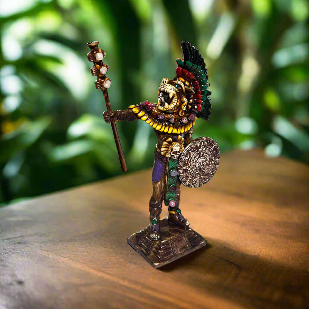 Aztec Warrior Statue | Handmade Cultural Sculpture
