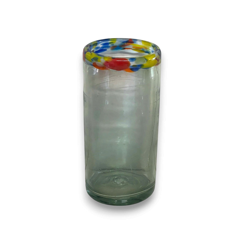 Hand-Blown Colorful Tumbler Glass | Confetti Rim