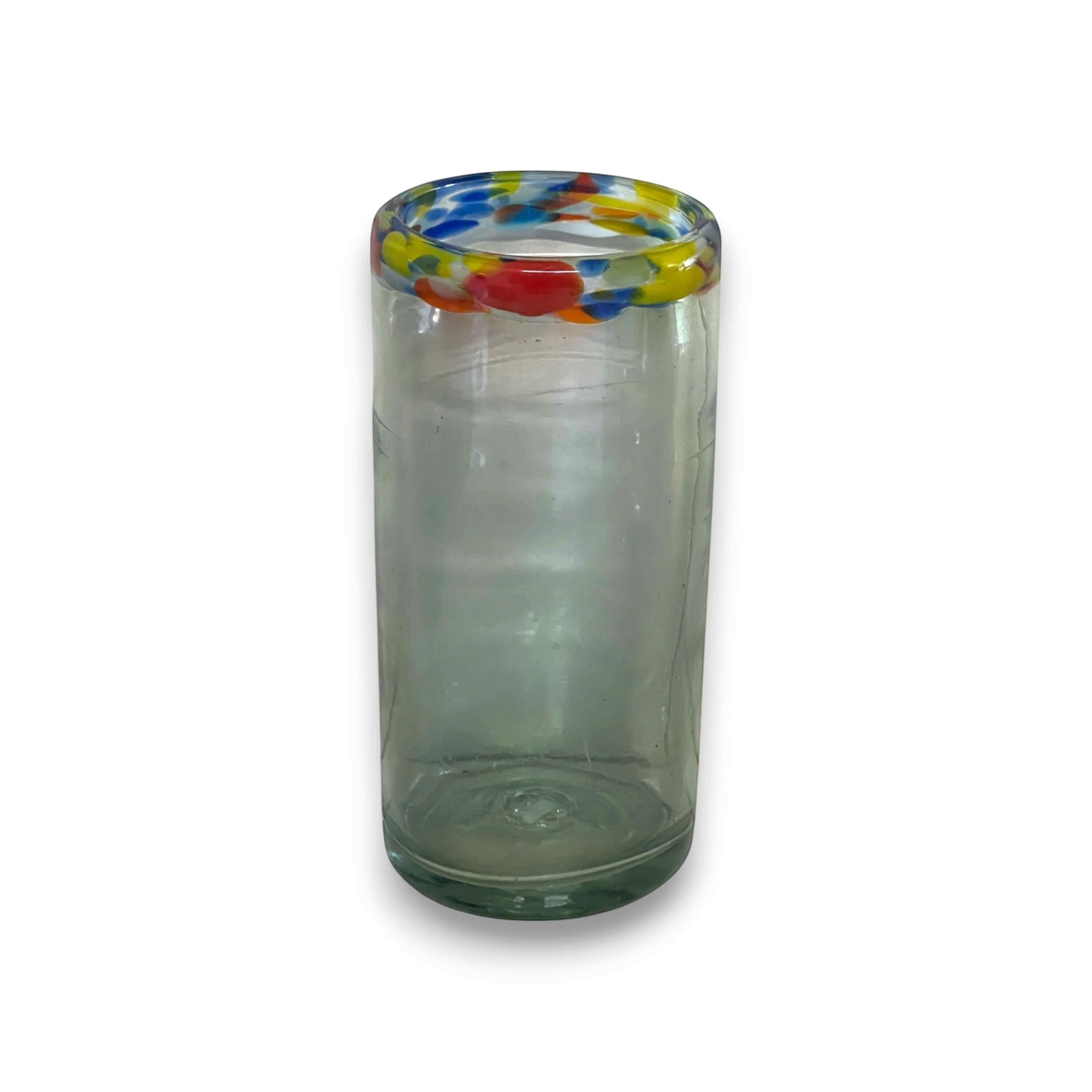 Hand-Blown Colorful Tumbler Glass | Confetti Rim