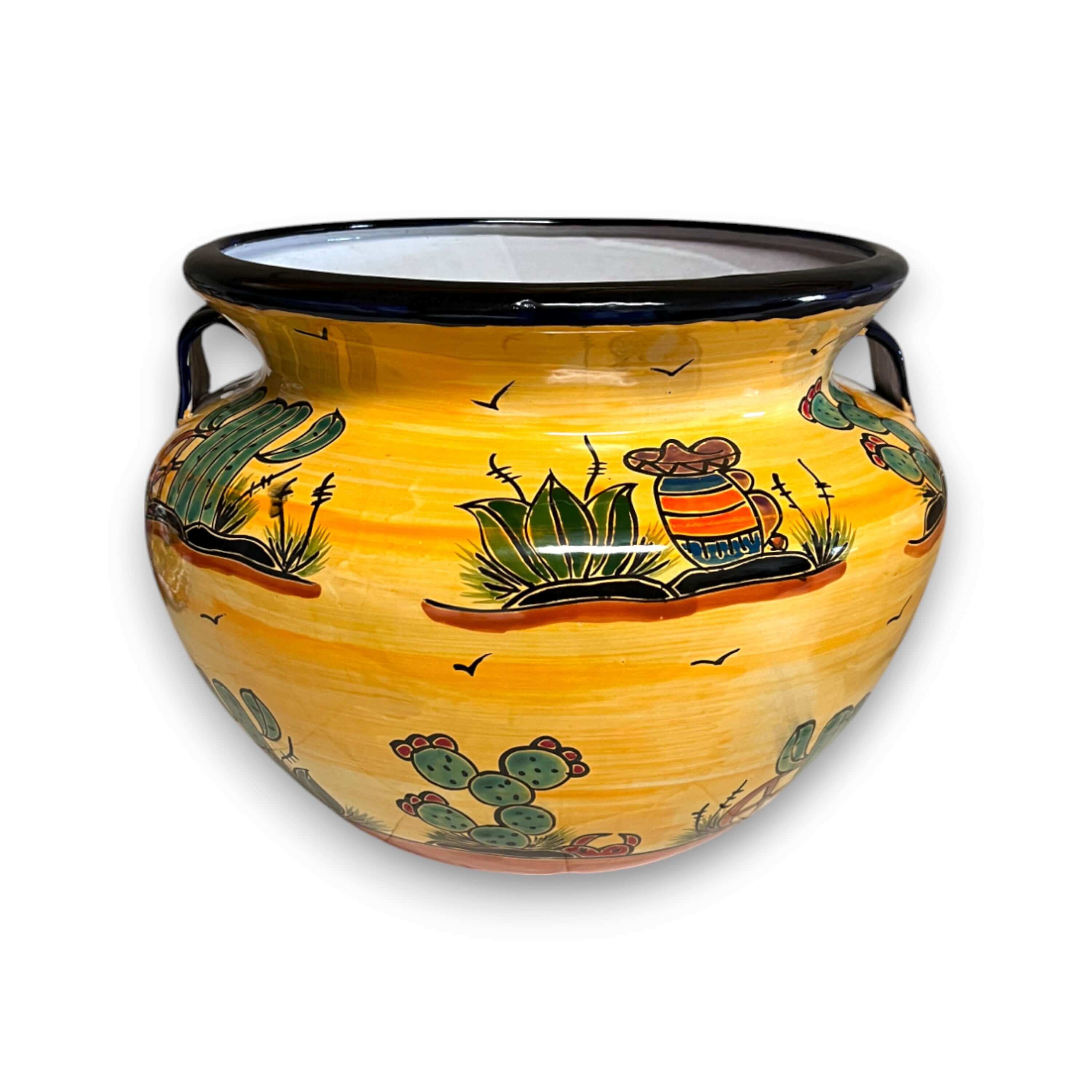 Extra Large Talavera Flower Pot | Hand-Painted Desert Design Planter