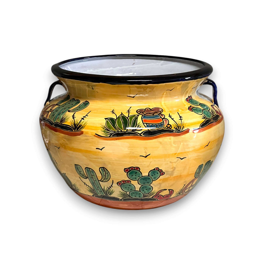 Extra Large Talavera Flower Pot | Hand-Painted Desert Design Planter