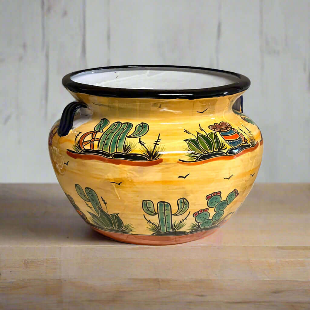 Extra Large Talavera Flower Pot | Hand-Painted Desert Design Planter