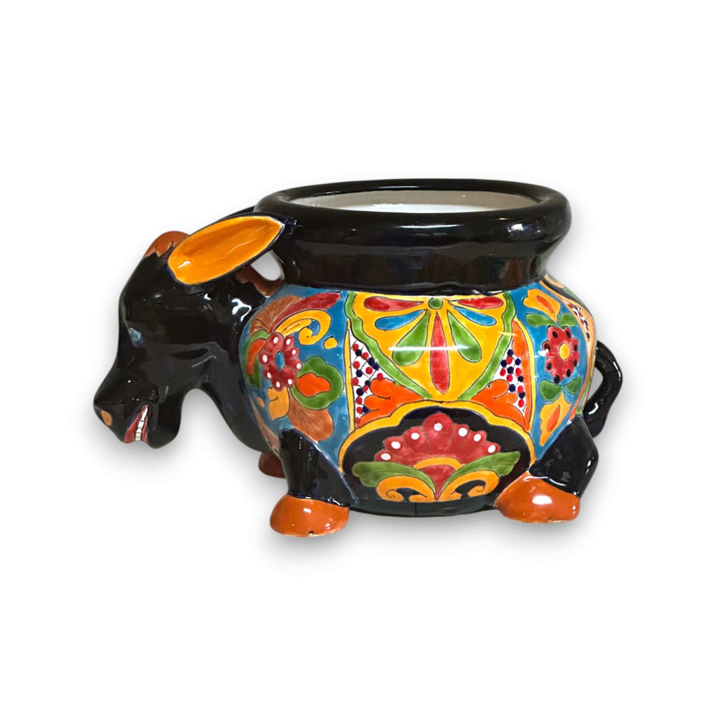 Vibrant Talavera Donkey Planter | Mexican Burro Pottery