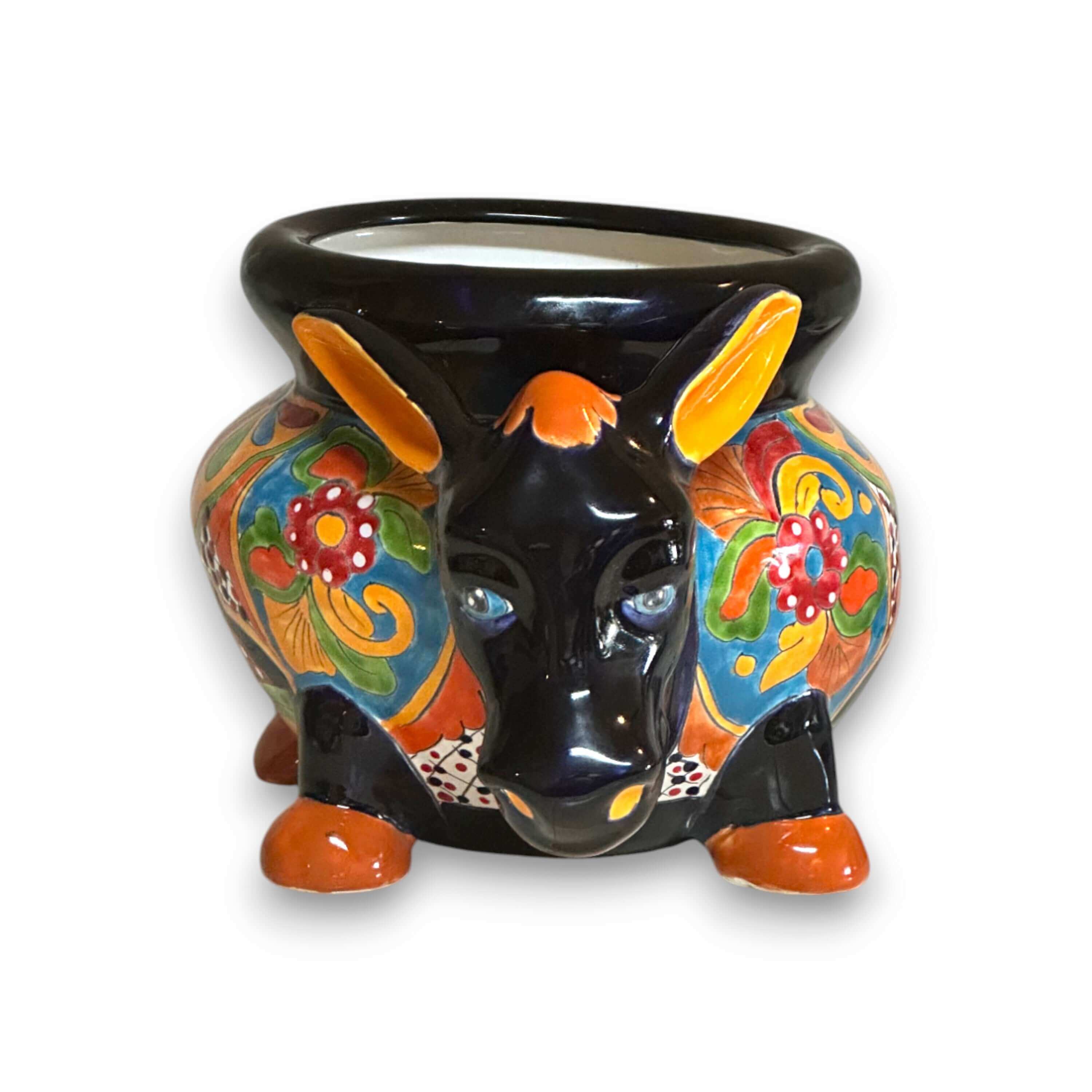 Vibrant Talavera Donkey Planter | Mexican Burro Pottery