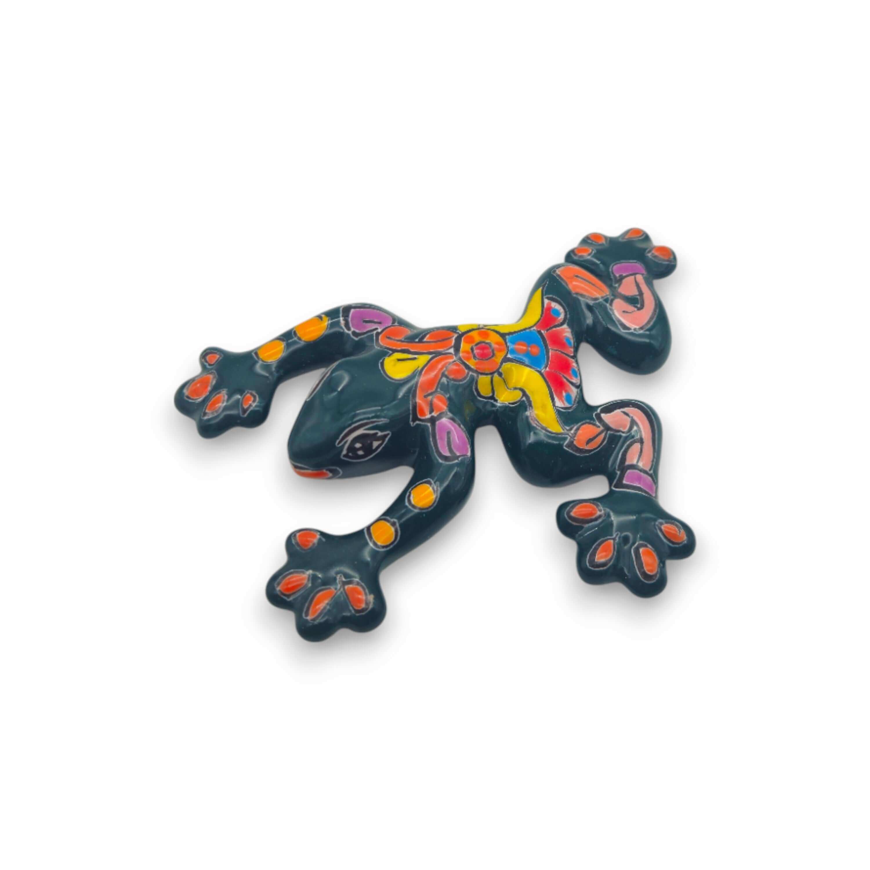 Hand-Painted Talavera Frog | Mexican Wall Art Figurine