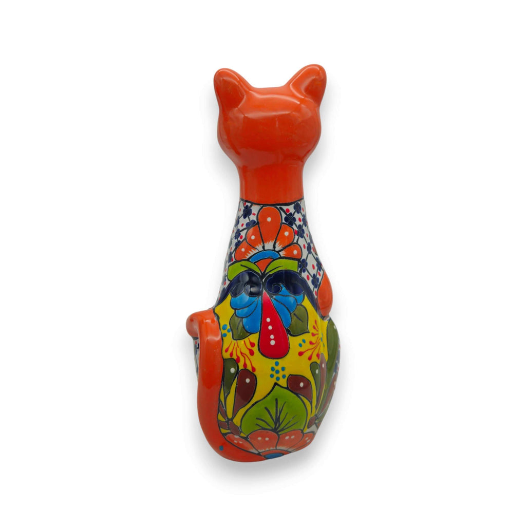 Talavera Cat Statue | Hand-Painted Mexican Ceramic Figurine