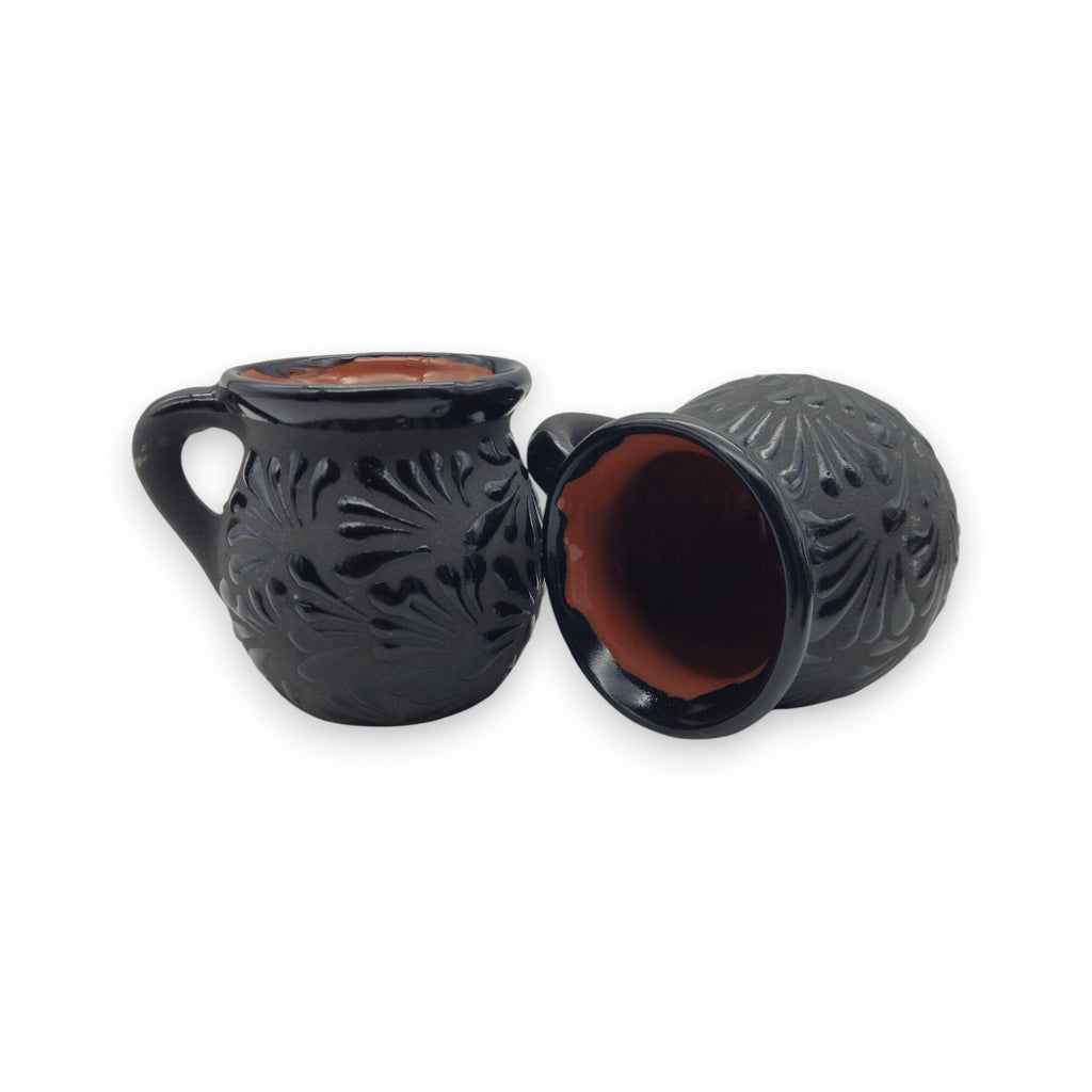 Black Talavera Jarrito Mug | Handmade Mexican Clay Coffee Cup