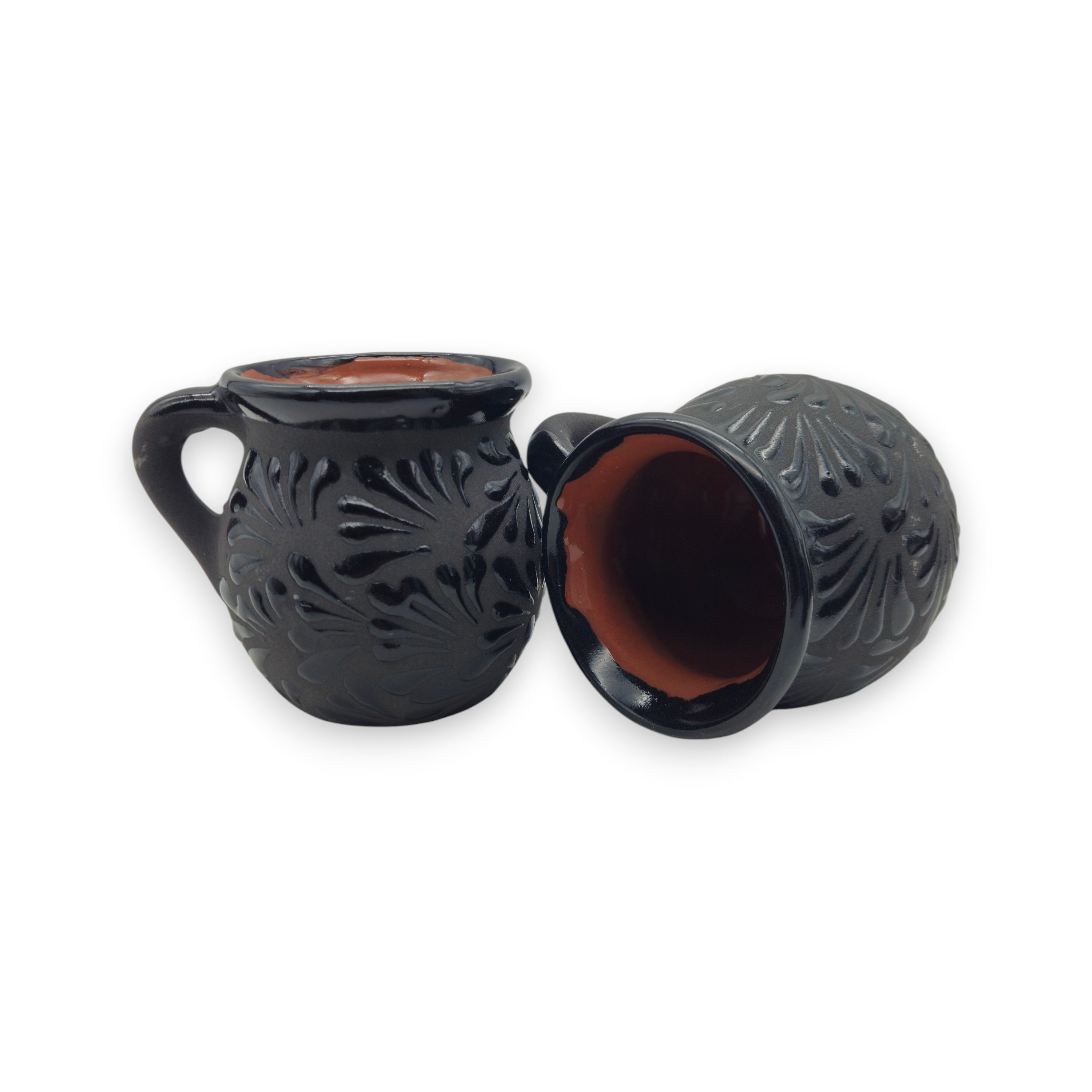 Black Talavera Jarrito Mug | Handmade Mexican Clay Coffee Cup