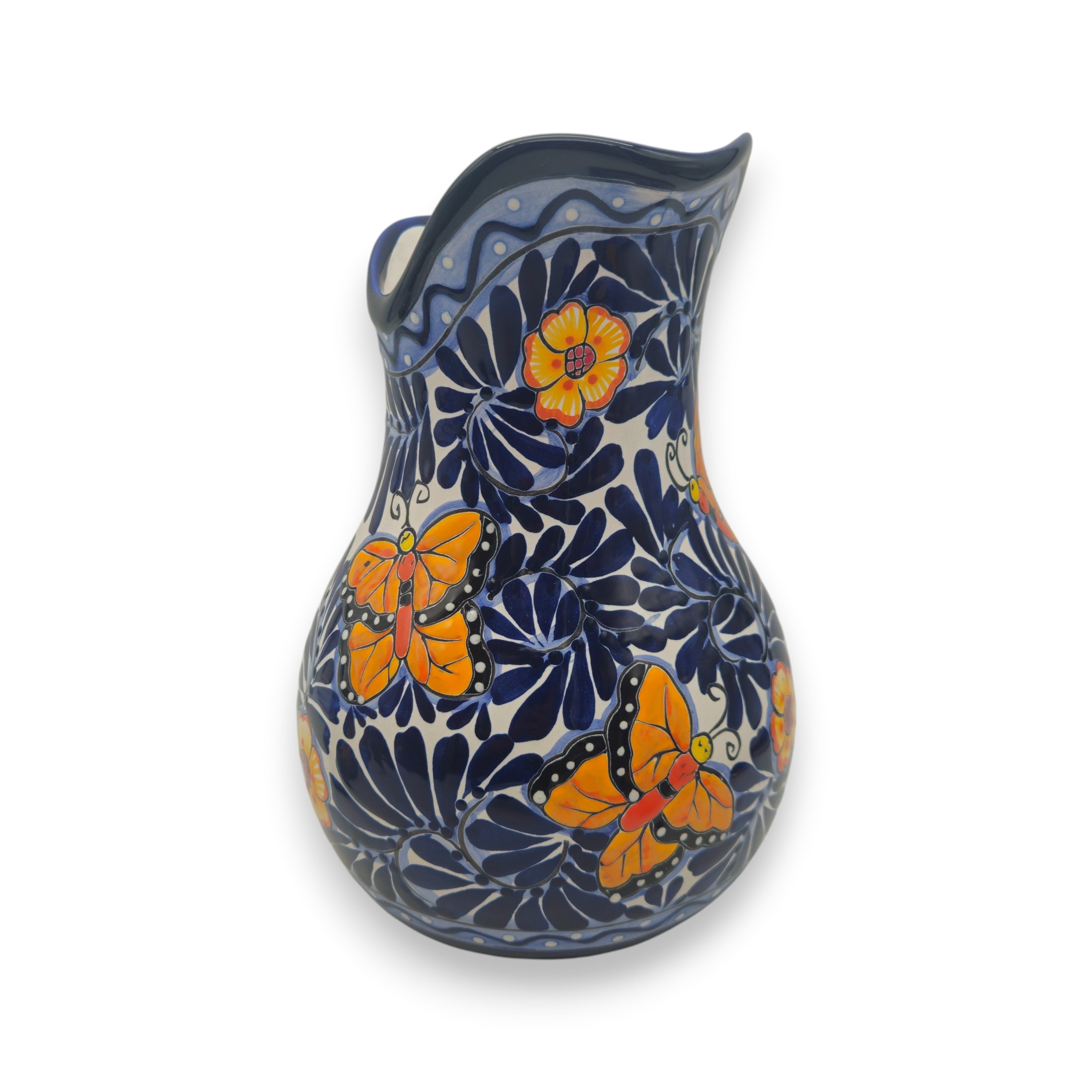 Blue Monarch Talavera Pitcher Set | Mexican Ceramic Drinkware