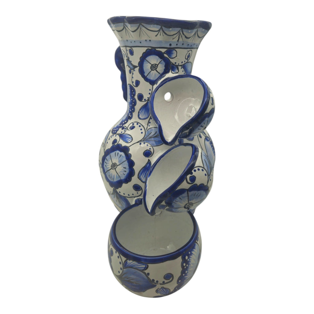 Blue & White Talavera Fountain | Handmade Floral Butterfly