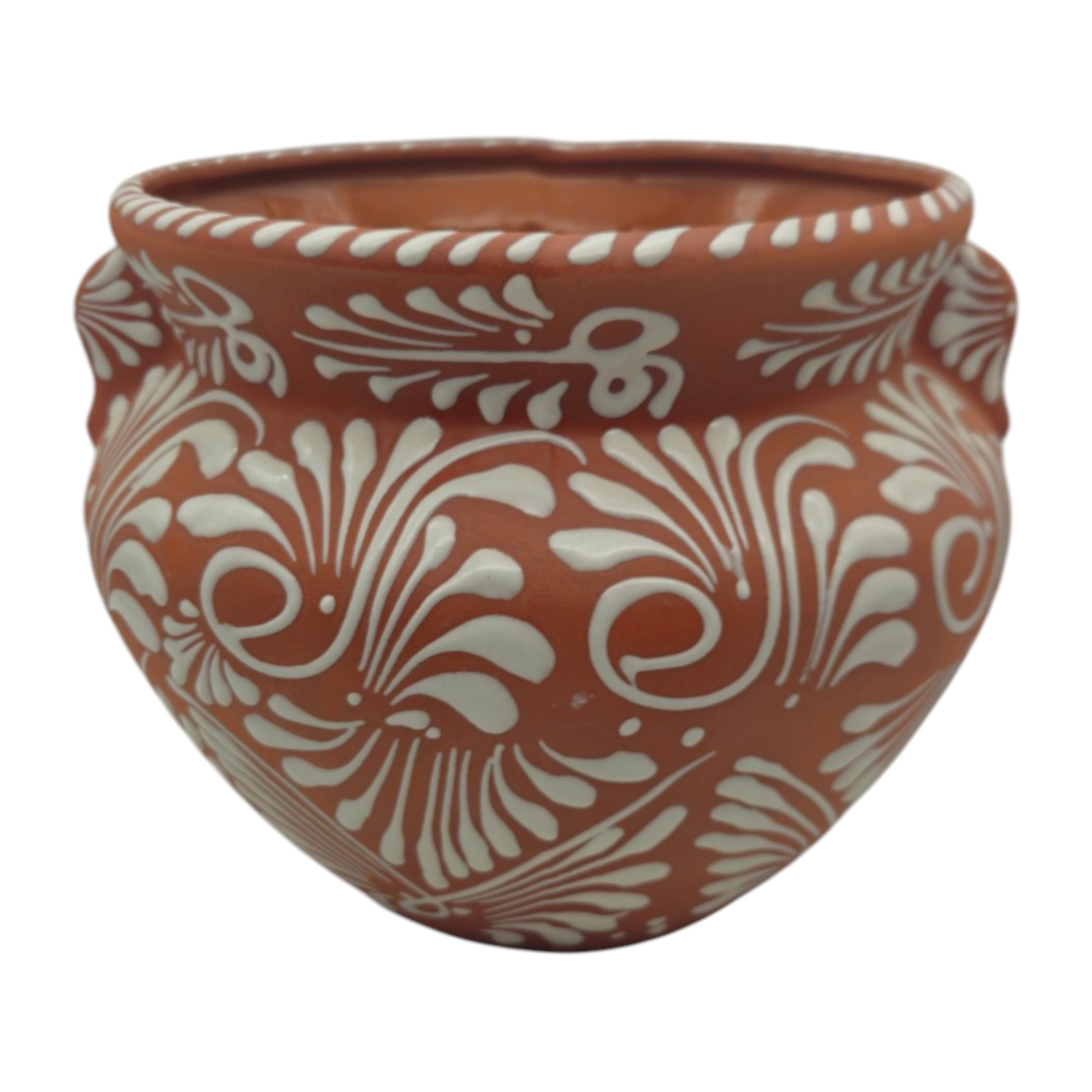 Handmade Talavera Flower Pot | Terracotta & White Design